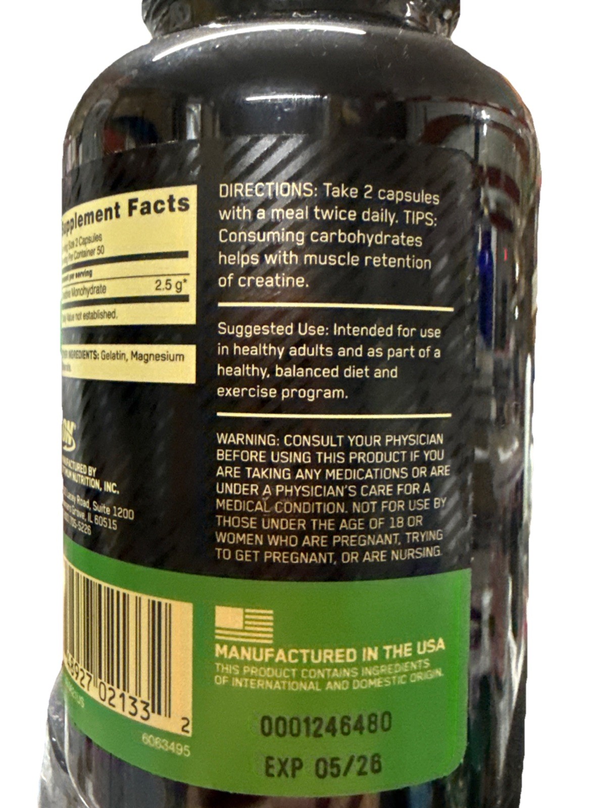 Optimum Nutrition Micronized Creatine – 100 Capsules