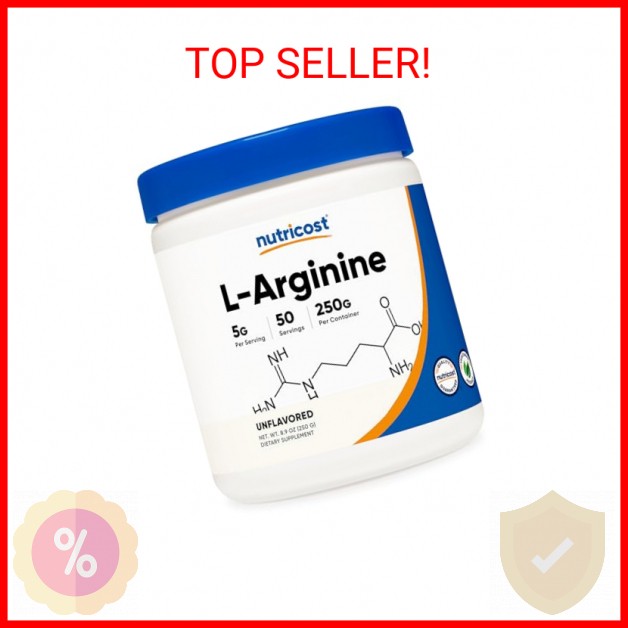Nutricost L-Arginine (250 Grams) – Pure L-Arginine Powder – 5000mg Per Serving;