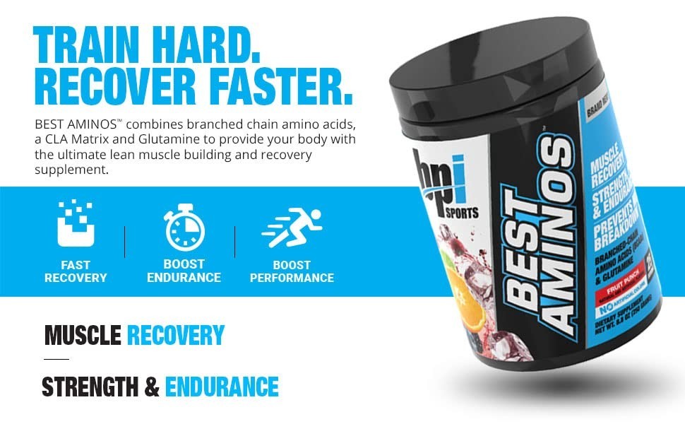 BCAA Amino Acid Powder for Post Workout Recovery & Hydration – Fruit Punch, 125