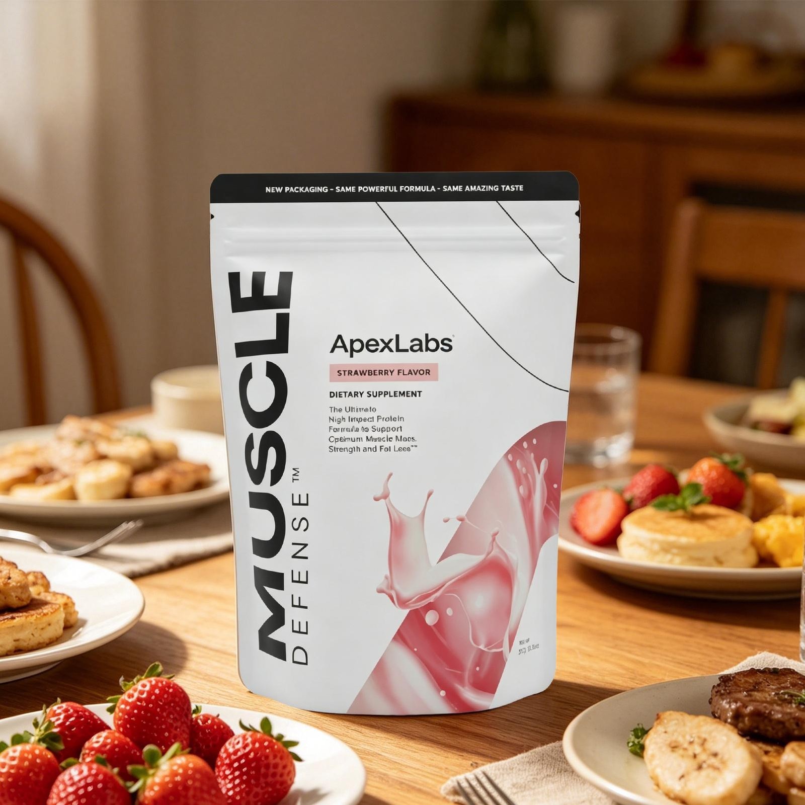Muscle Defense Strawberry ApexLabs Muscle Mass Support Workout Supplement 1-5x
