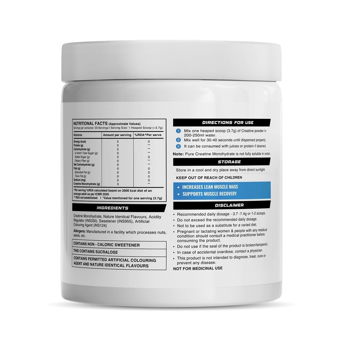Wellcore Micronised Creatine Monohydrate 122g | 100% Pure | Tropical Tango