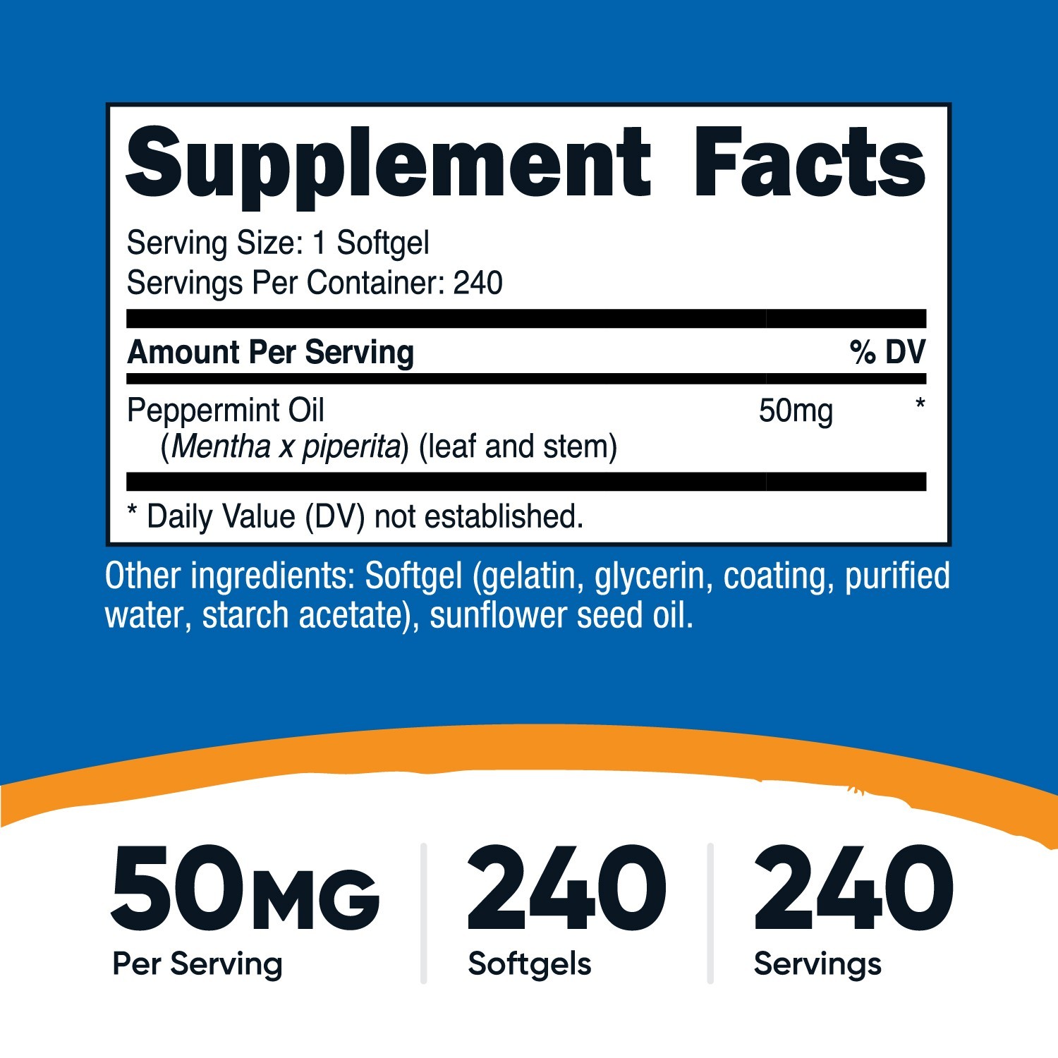 Nutricost Peppermint Oil Softgels (240 SFG) (50 MG) – Gluten Free & GMO Free