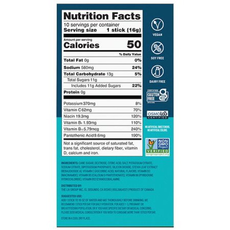 Hydration Multiplier Electrolyte Drink Mix Lemon Lime 0.56 oz