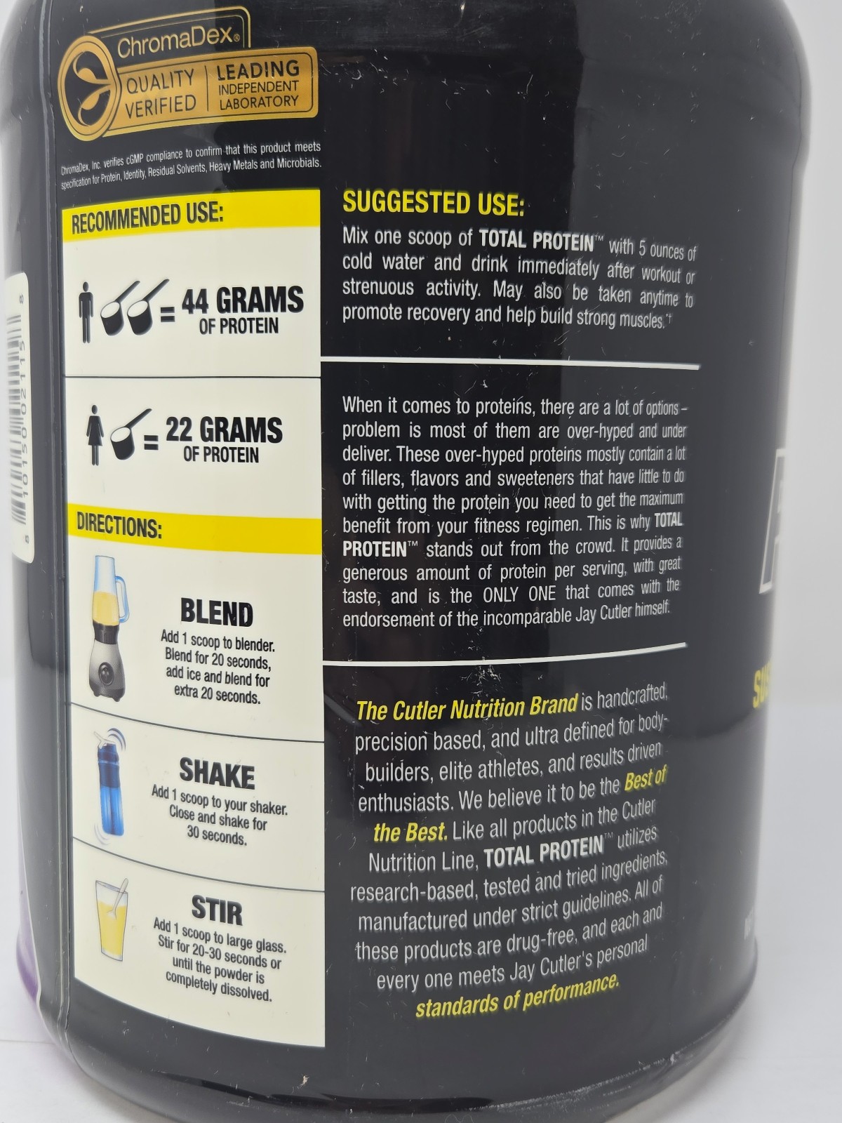 Cutler Nutrition Total Protein Powder – 4.5 lbs (62 Servings) Choose Your Flavor