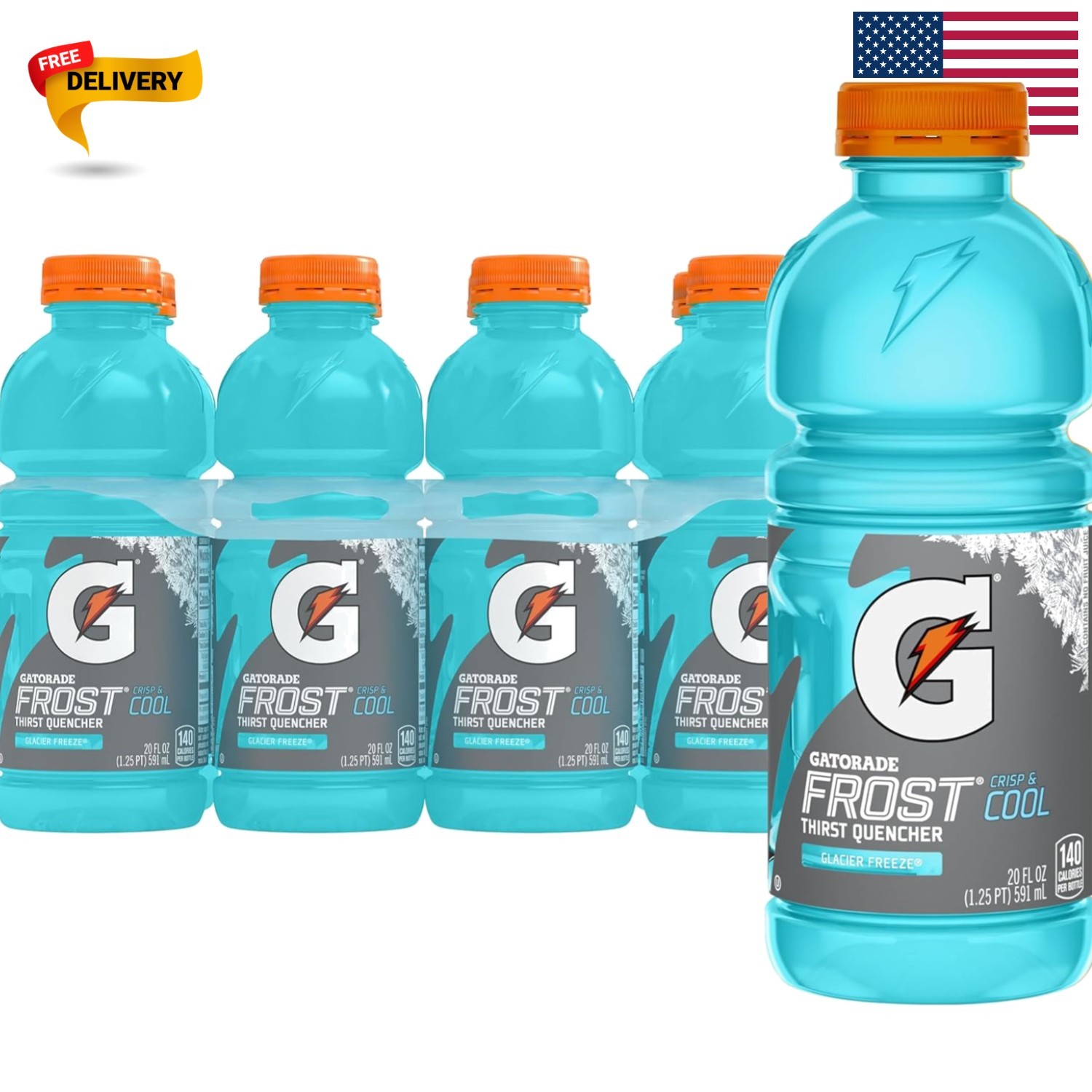 Gatorade Thirst Quencher 20 Fl Oz, Glacier Freeze, Pack of 8 – Hydration Boost