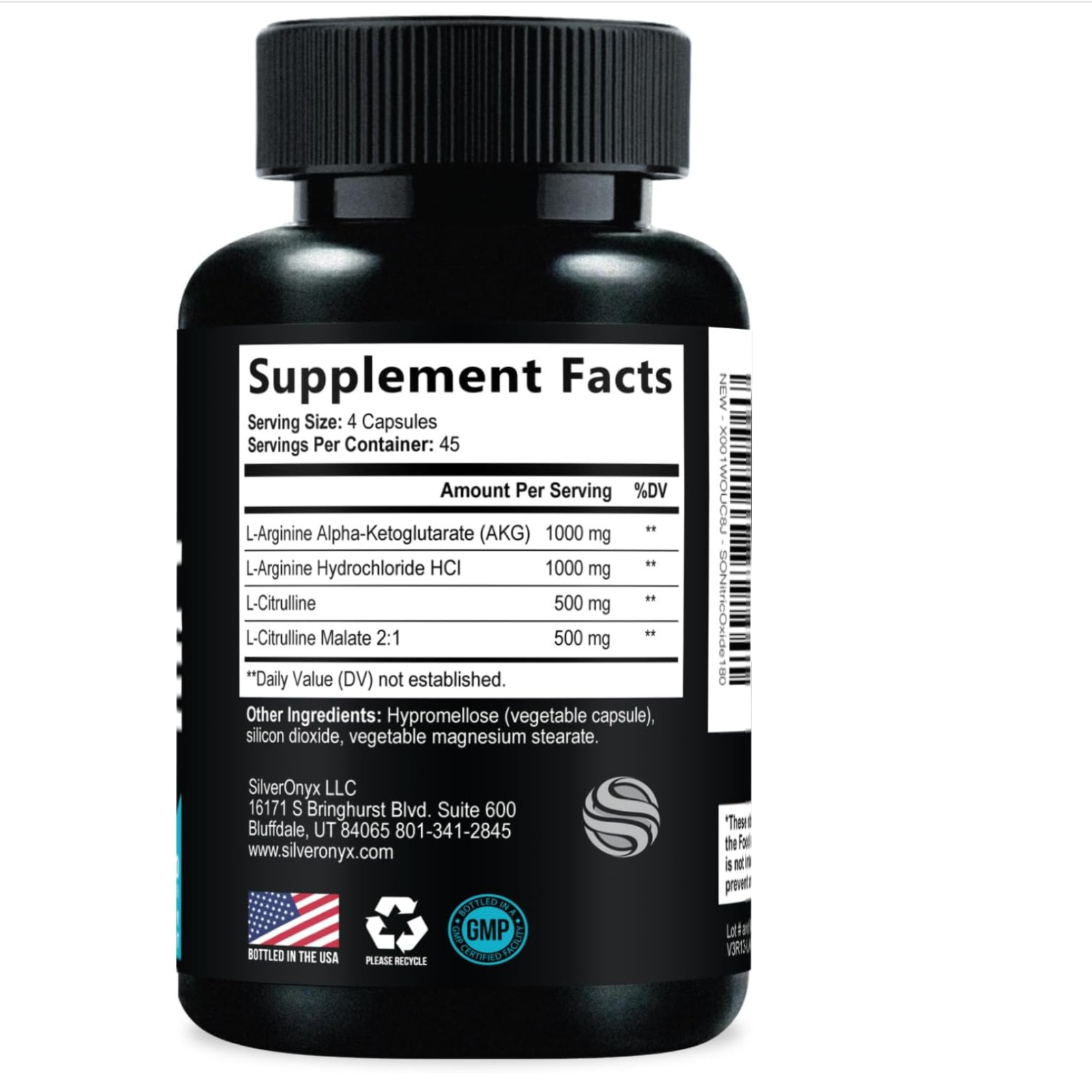 Potenciador de óxido nítrico, energía natural y apoyo muscular, 180 cápsulas