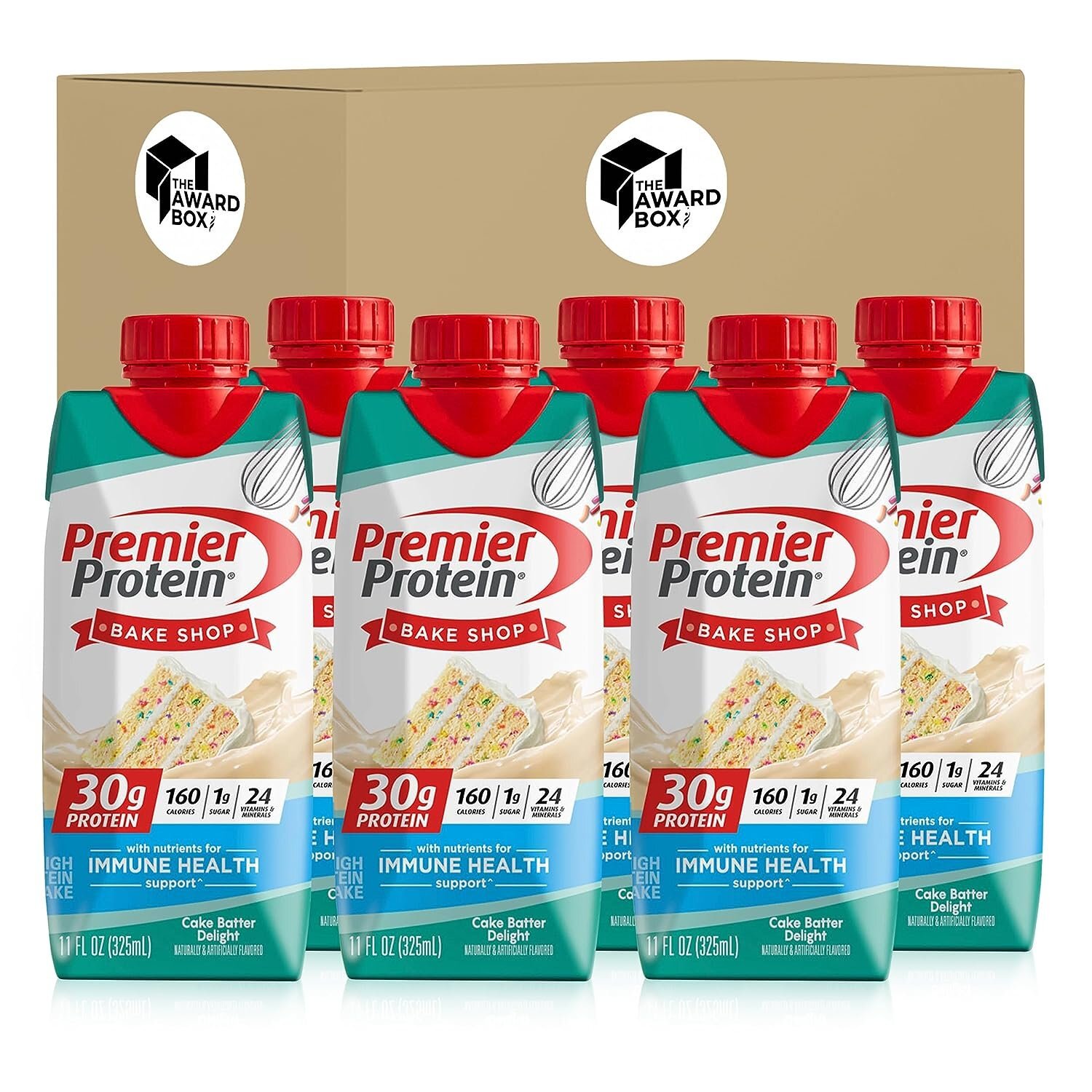 Premier Protein Shakes 6 Bottles Cake Batter in The Award Box 11Fl oz
