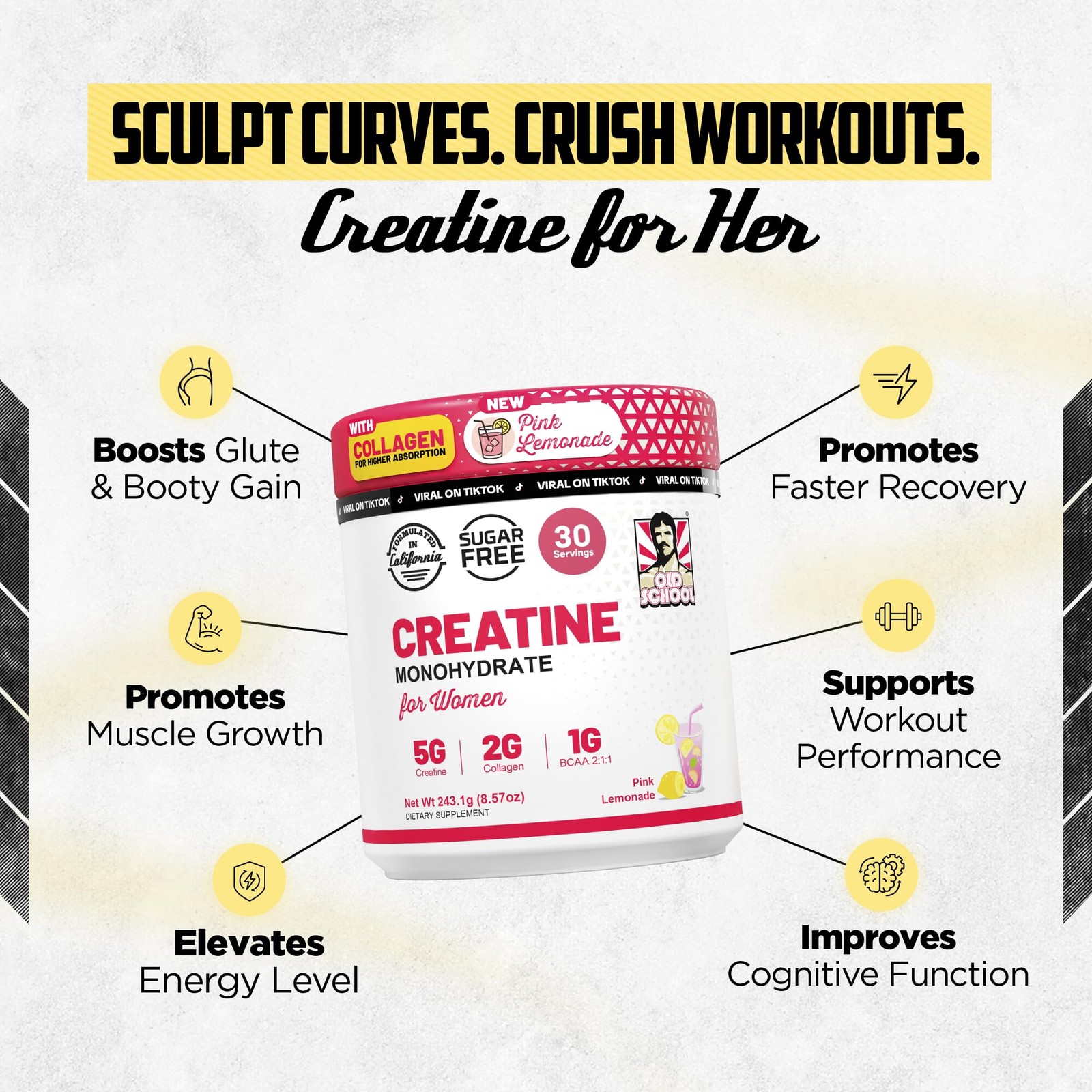 Creatine for Women–Post-Workout Supplement with 5000mg Creatine Monohydrate P…