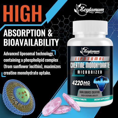 Zeylamum Creatine Chews Tablets for Men and Women, Creatine Monohydrate, 99% and