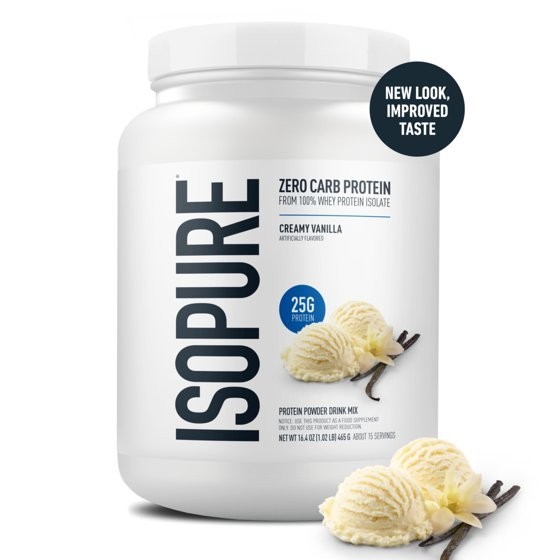 Isopure Zero Carb Whey Protein Isolate Powder, Vanilla, 15 Servings