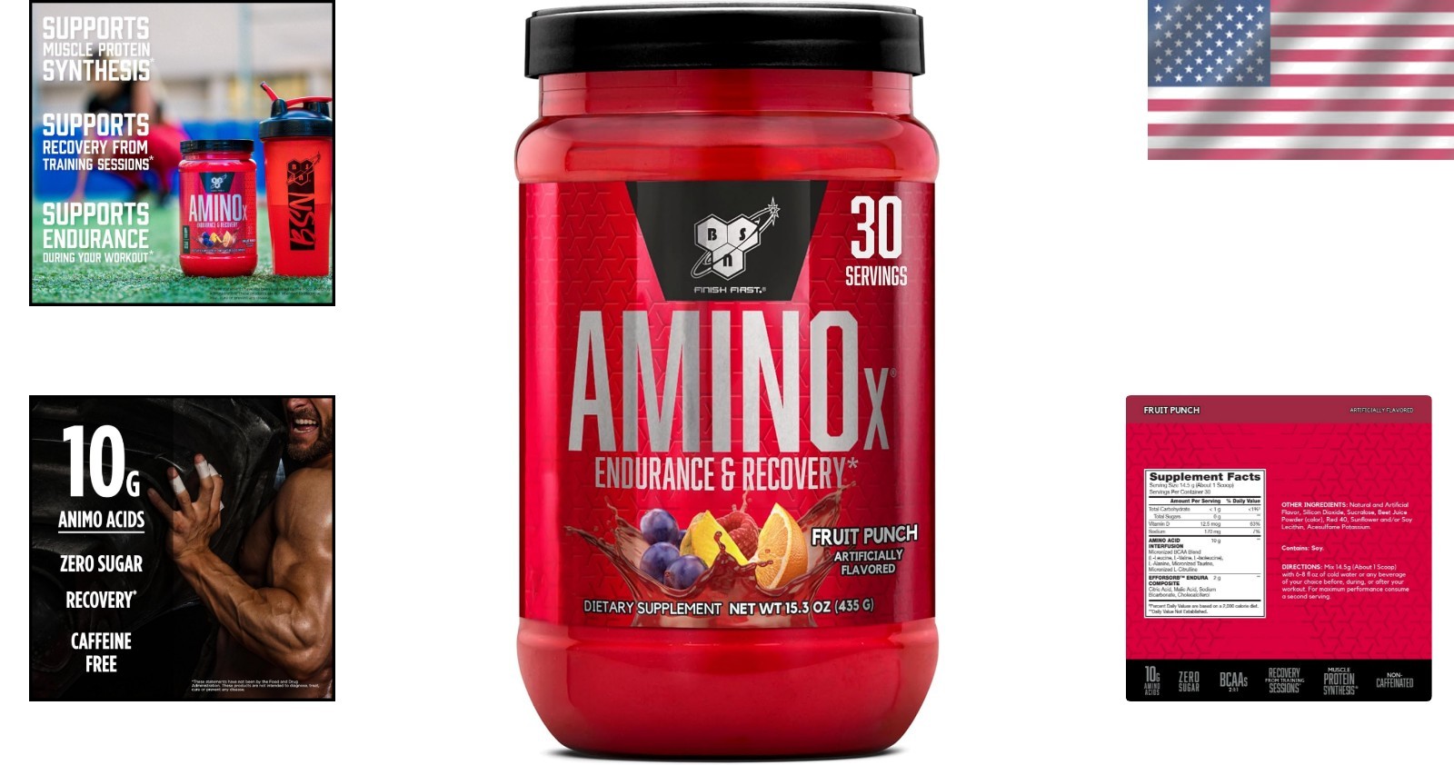 Amino X Muscle Recovery Powder – 30 Servings of Keto-Friendly BCAAs, Fruit Punch