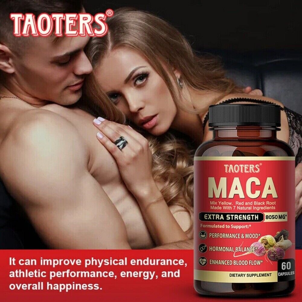 Maca Capsules 8050mg | 60 Caps | Red, Yellow, Black Maca | Ginseng, Tribulus