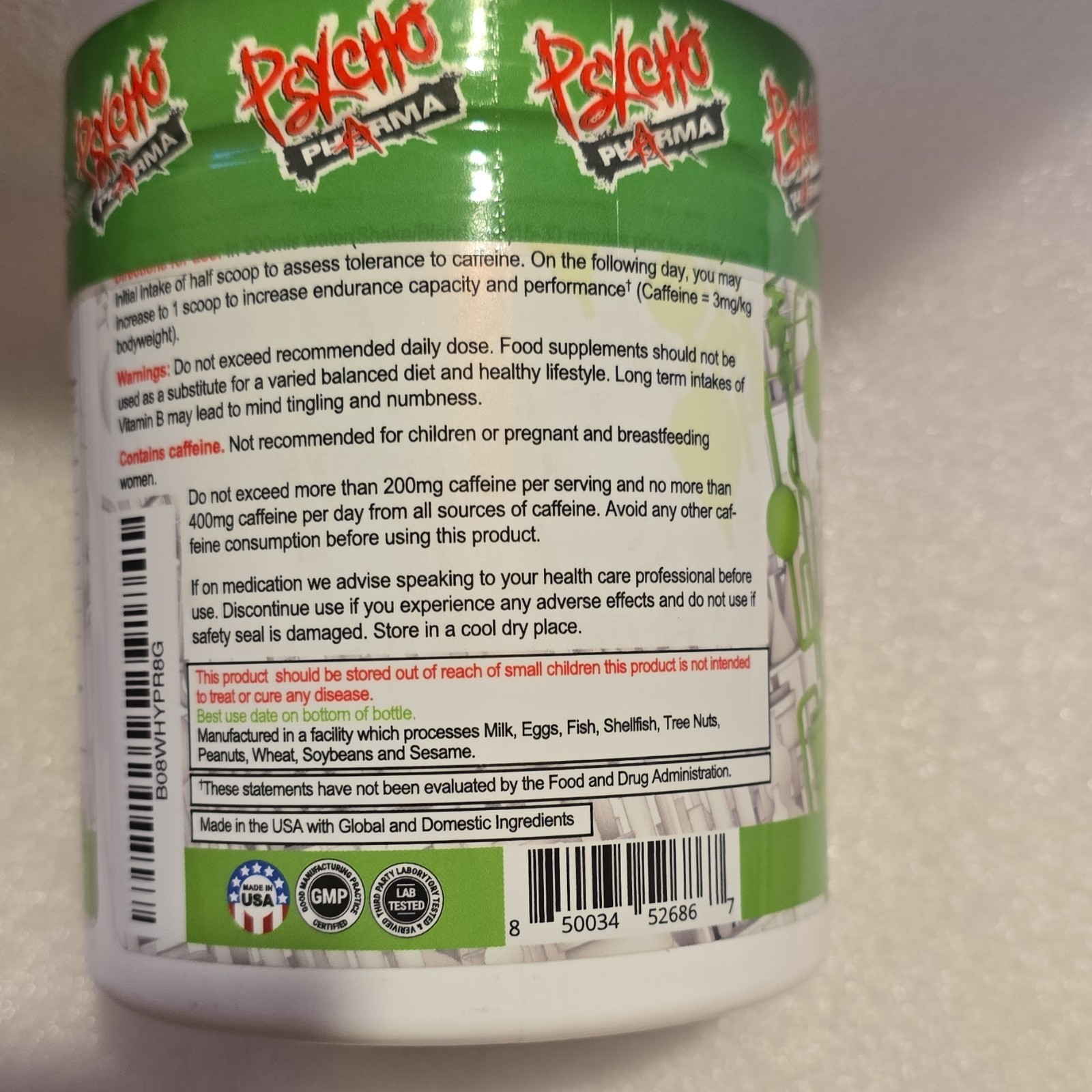 Psycho Pharma Nootropic Powder Mozart’s Passion Mango B6 B12 Tyrosine 240g