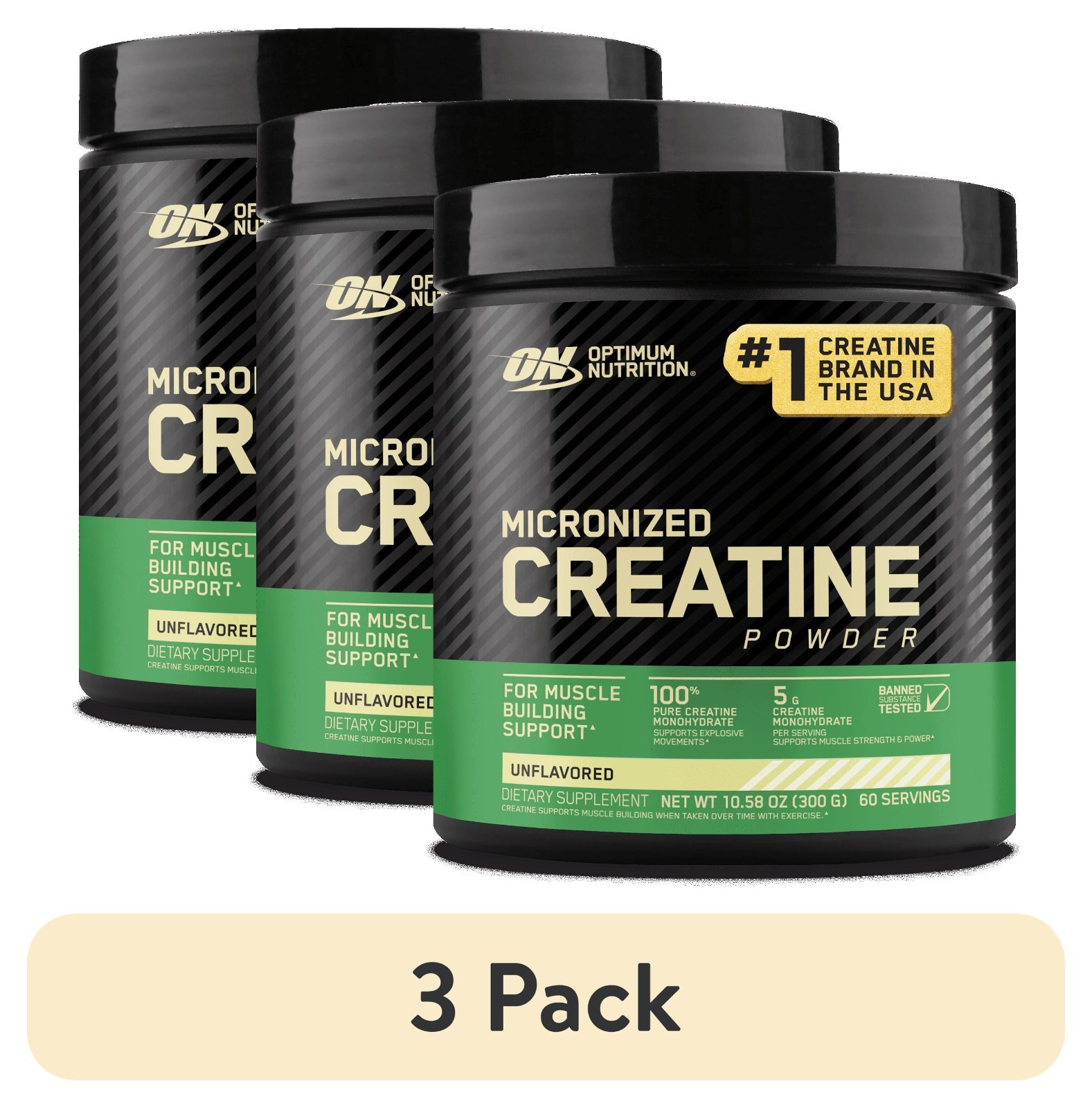 Optimum Nutrition Micronized Creatine Powder Unflavored 60 Servings – 3 Pack
