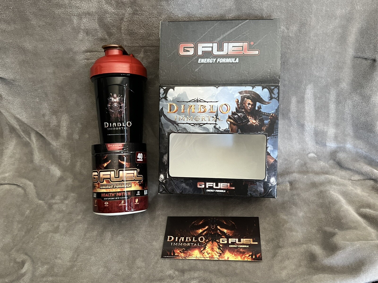 G Fuel Health Potion Gfuel Box Diablo Immortal Shaker, Sticker, Empty Tub READ