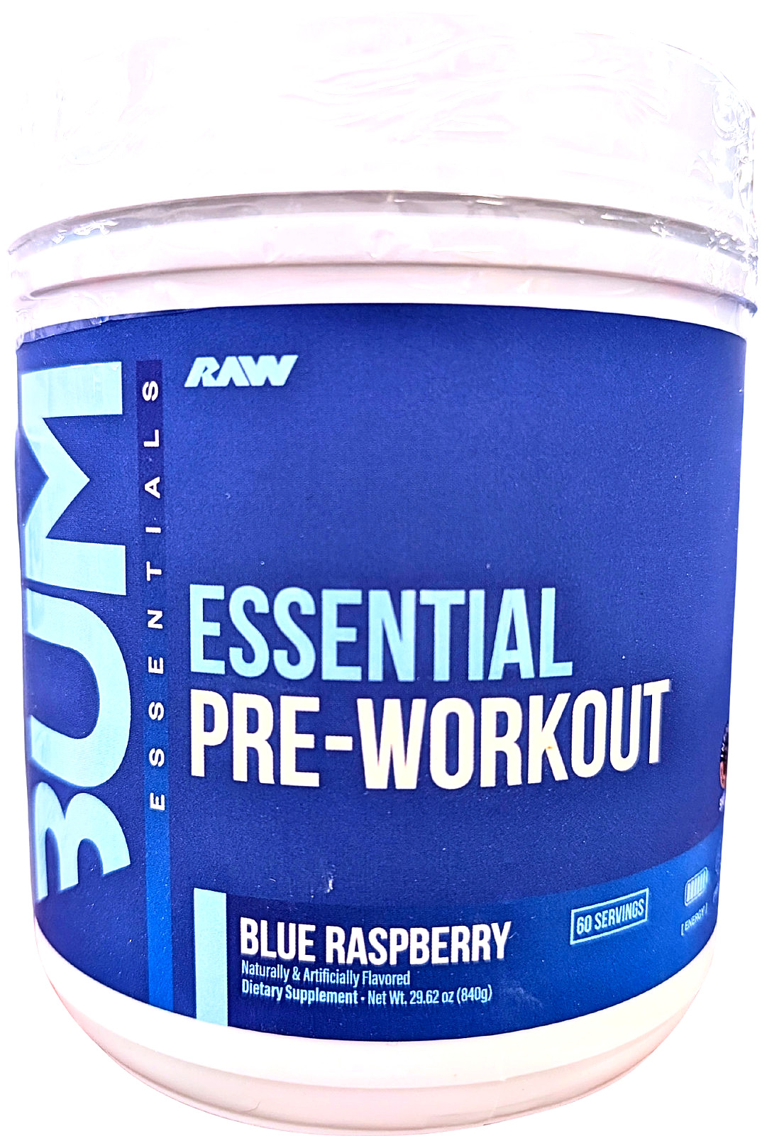 RAW Nutrition CBUM Essential Pre Workout Powder Blue Raspberry 1.78 lbs.EXP 2/27