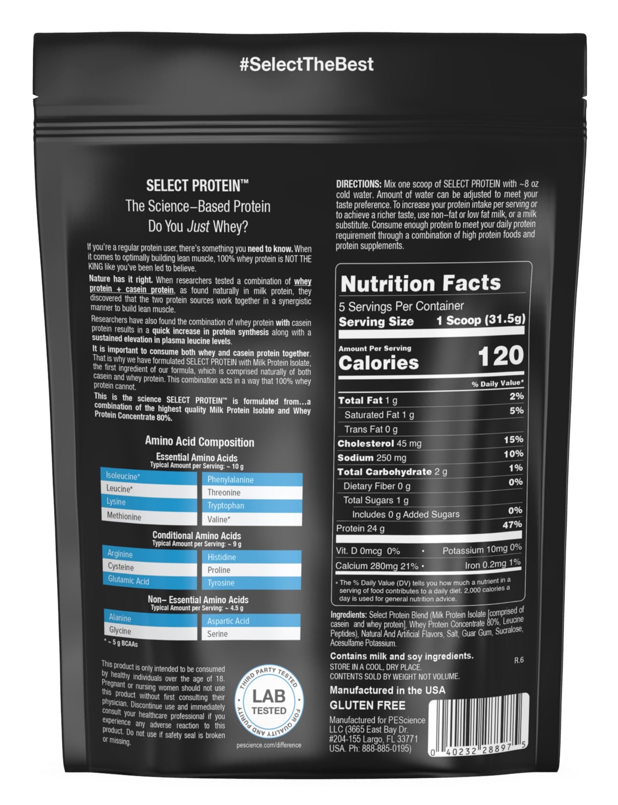 PEScience Select Protein Powder, Whey and Casein 5 Servings (Pack of 1)
