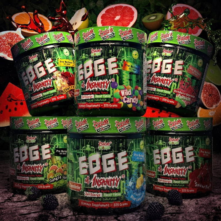 PSYCHO PHARMA EDGE OF INSANITY Pre Workout Energy Focus Endurance 25 Servings