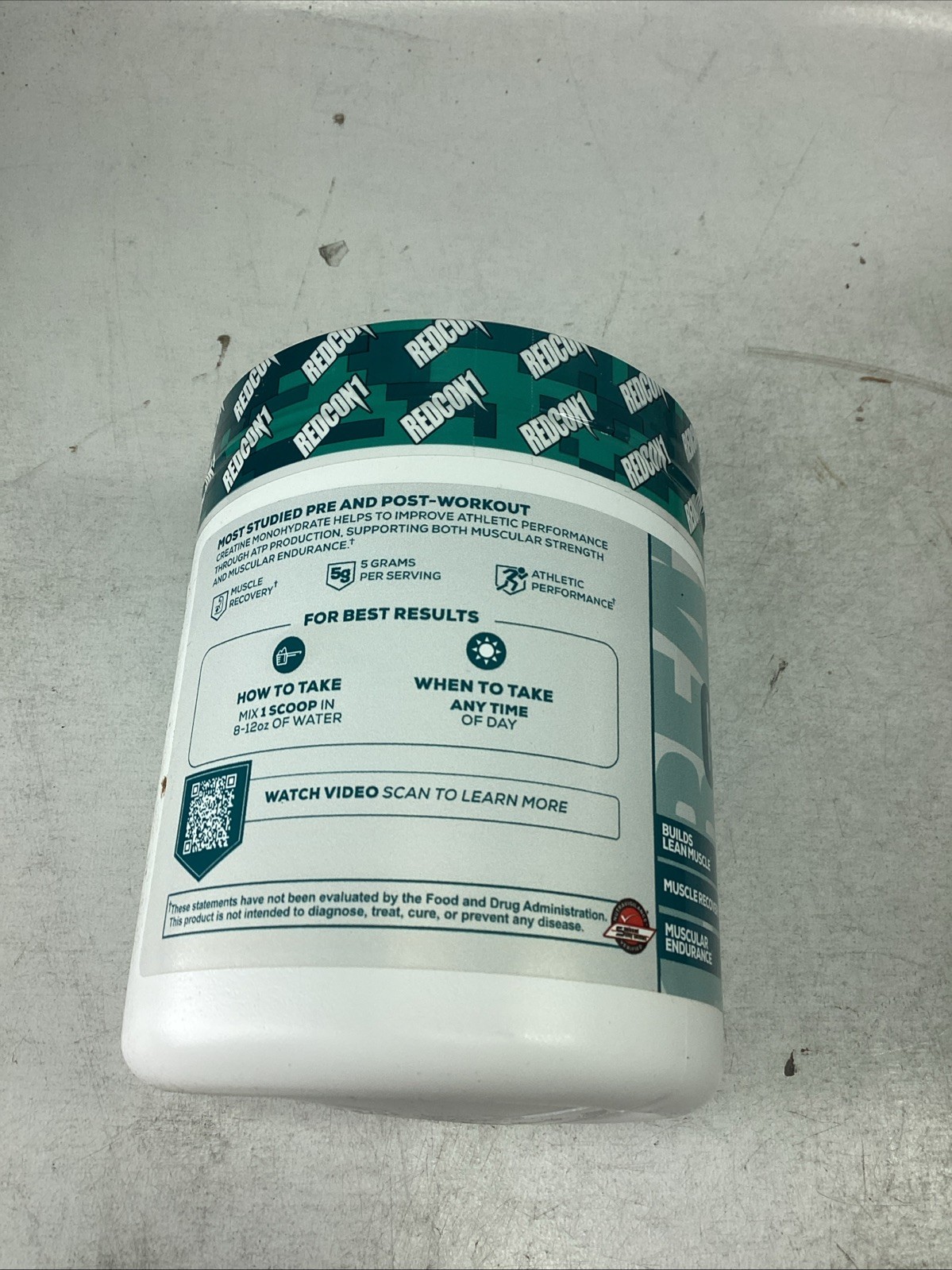 Redcon1 Creatine Monohydrate 5g Unflavored Powder 10.58oz/300g Exp 01/2028
