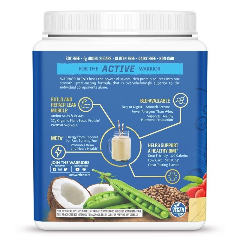 Organic Plant Vegan Plant Based Protein Powder – Vanilla – 13.2oz