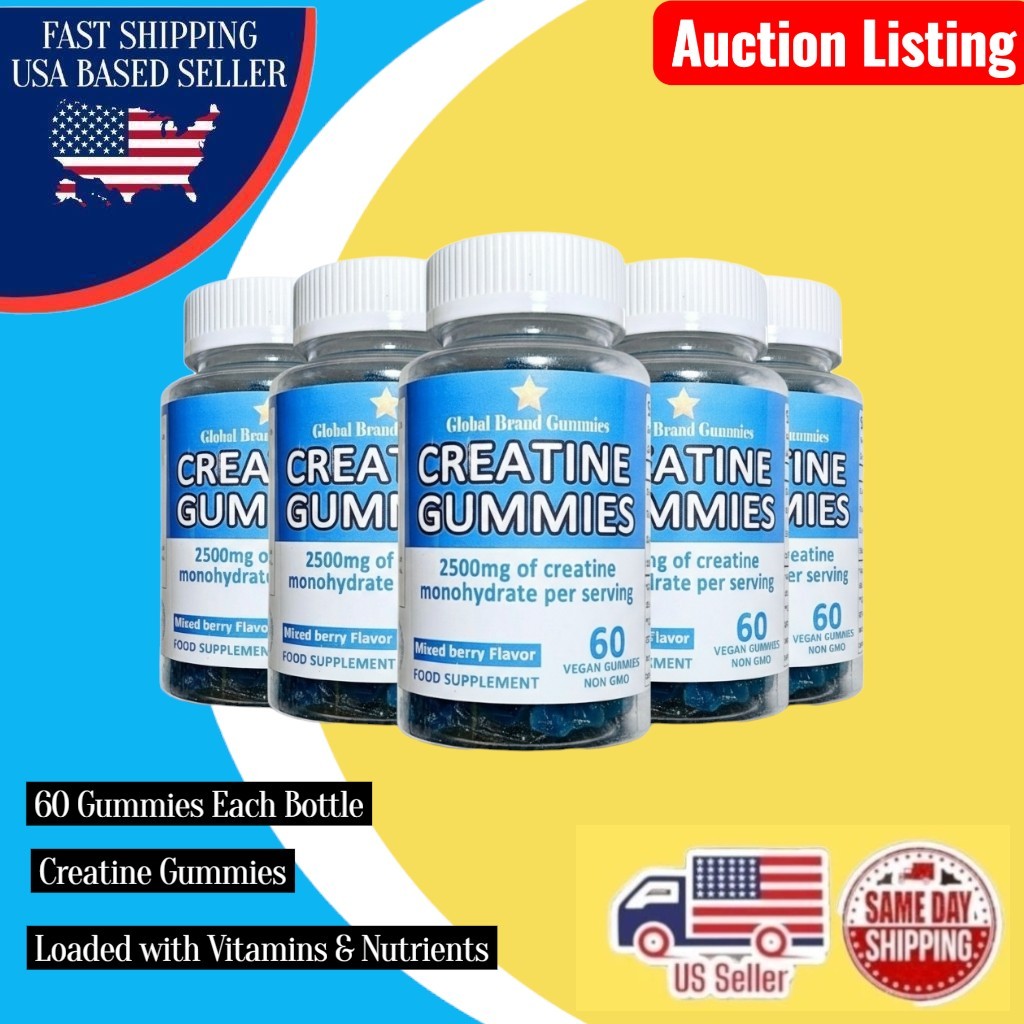 5 x Bottle Lot CREATINE GUMMIES 2500MG Creatine Monohydrate 300 Ct Auction