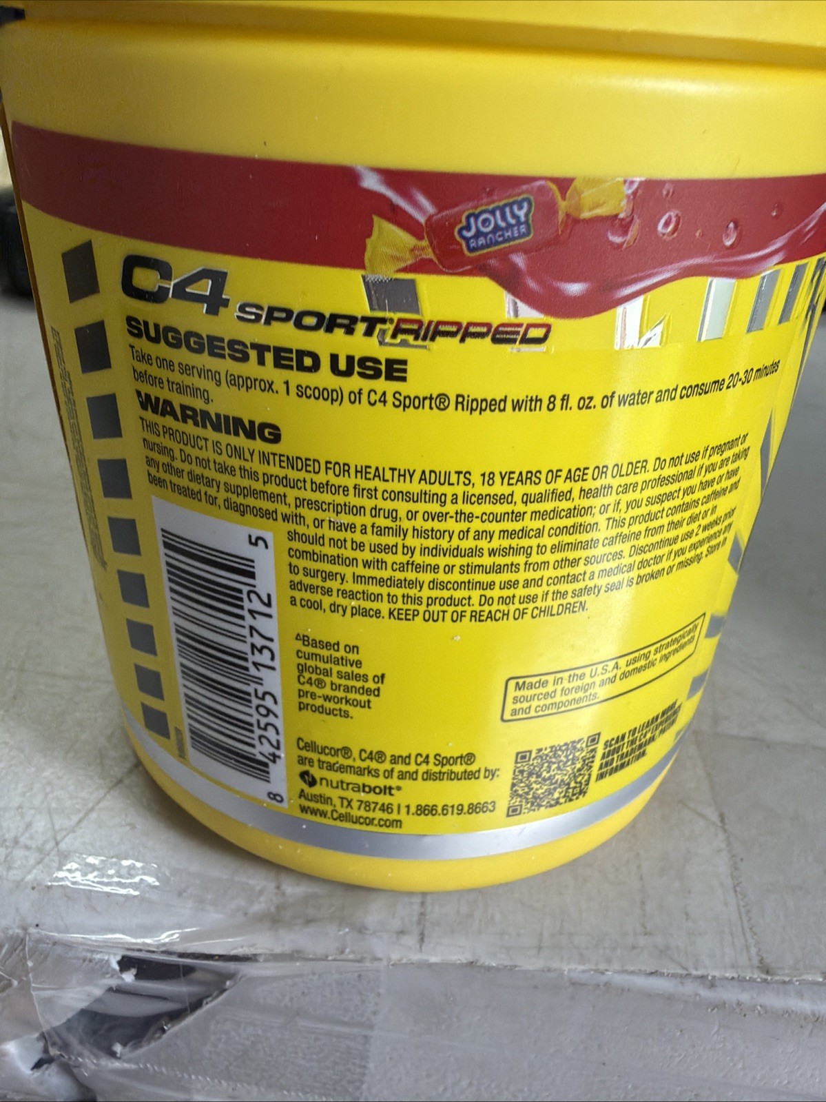 2 Cans C4® Sport Ripped, Pre-Workout, Jolly Rancher Cherry, 9.4 oz ea. exp 4/28