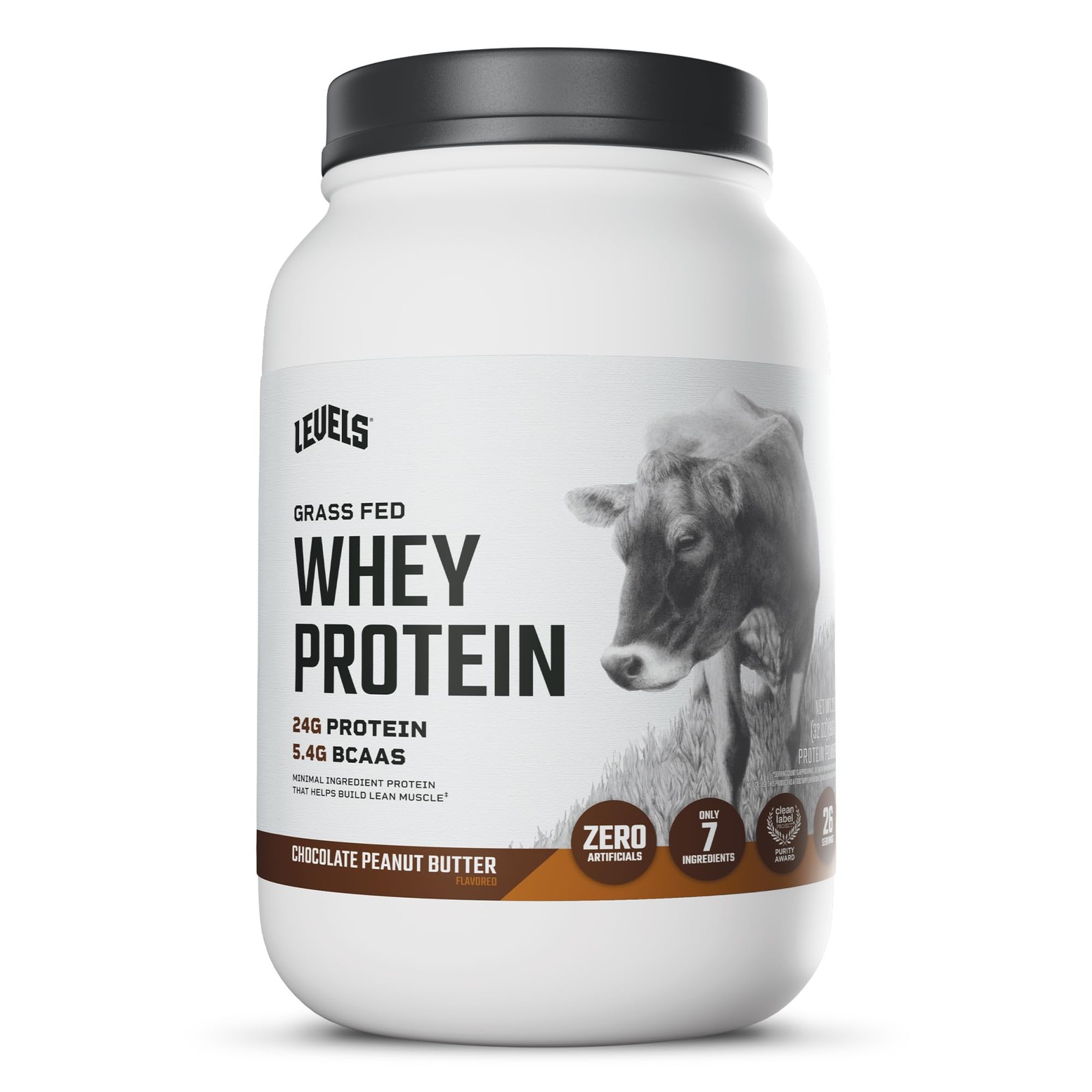 Levels Grass Fed Whey Protein Powder, No Artificials, 24G of Protein, Chocola…