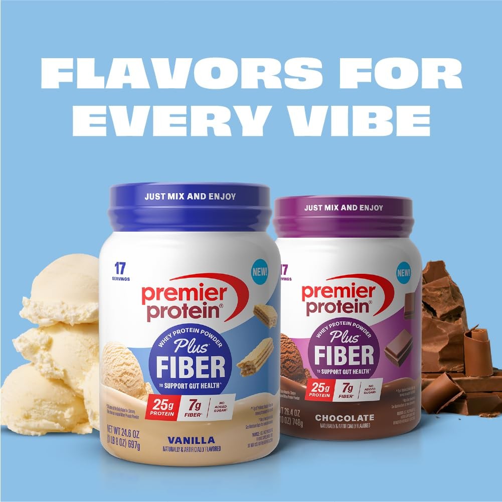 Premier Protein Powder Plus Fiber, Vanilla, 25g Protein, 7g Fiber to Support …