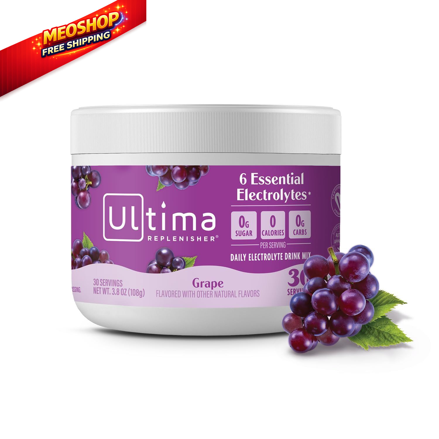 Ultima Replenisher Daily Electrolyte Powder 3.8 Ounce (Pack of 1), Grape