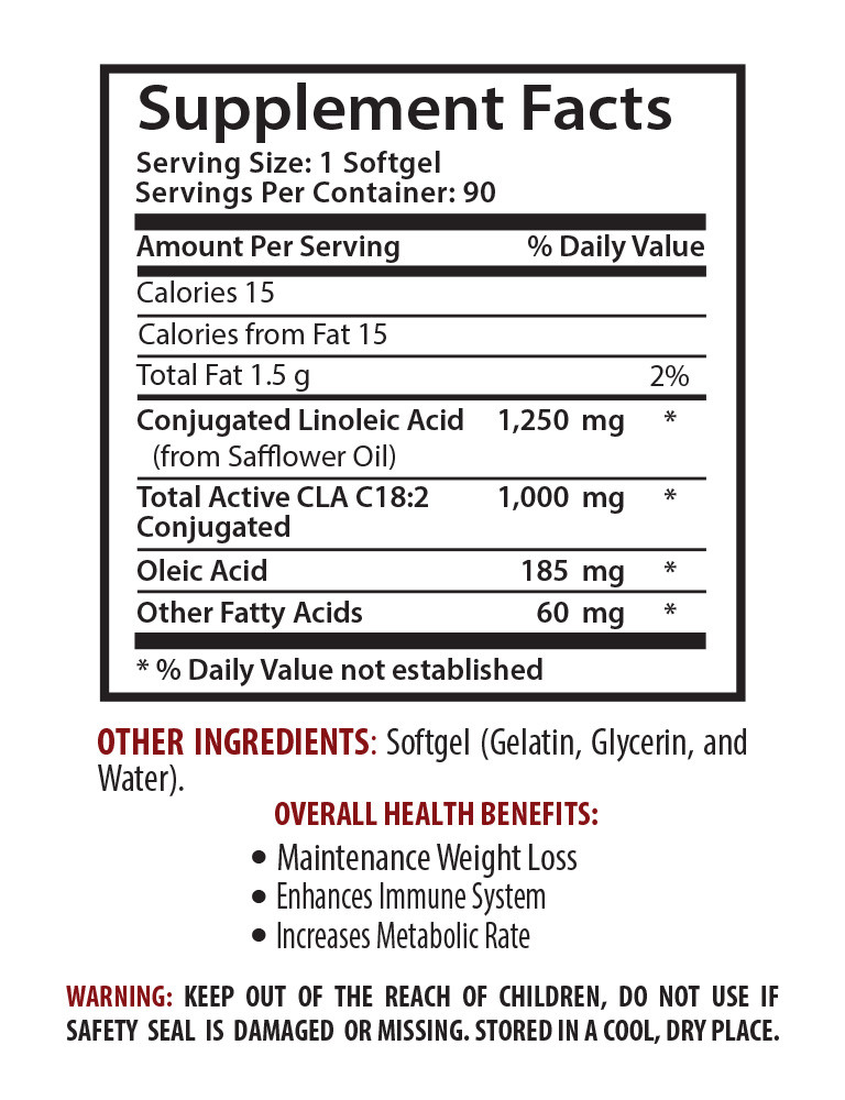 Fatty acids vitamins – CLA 1250mg – weight loss fast – fat burner – 90 Softgels