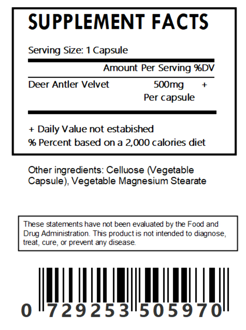 Deer Antler Velvet Extract 4:1 Capsules – Bulk