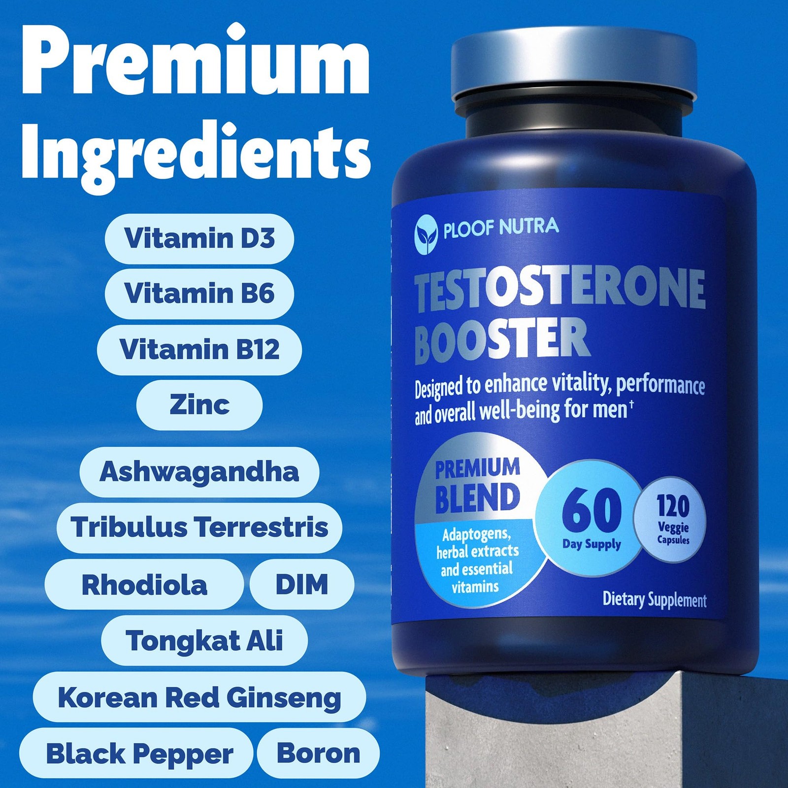 Testosterone Booster for Men – Male Enhancing, 120 Count (Pack of 1), Brown