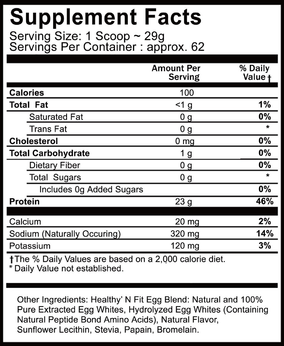 Healthy N Fit 100% Egg Protein Vanilla 4lb, Lactose FREE, Natural Sweet, Isolate