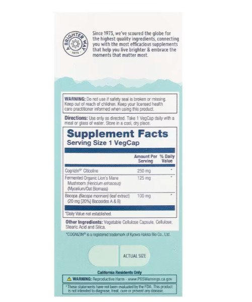 Solaray SharpMind Focus Dietary Supplement 30 Veggie Capsules