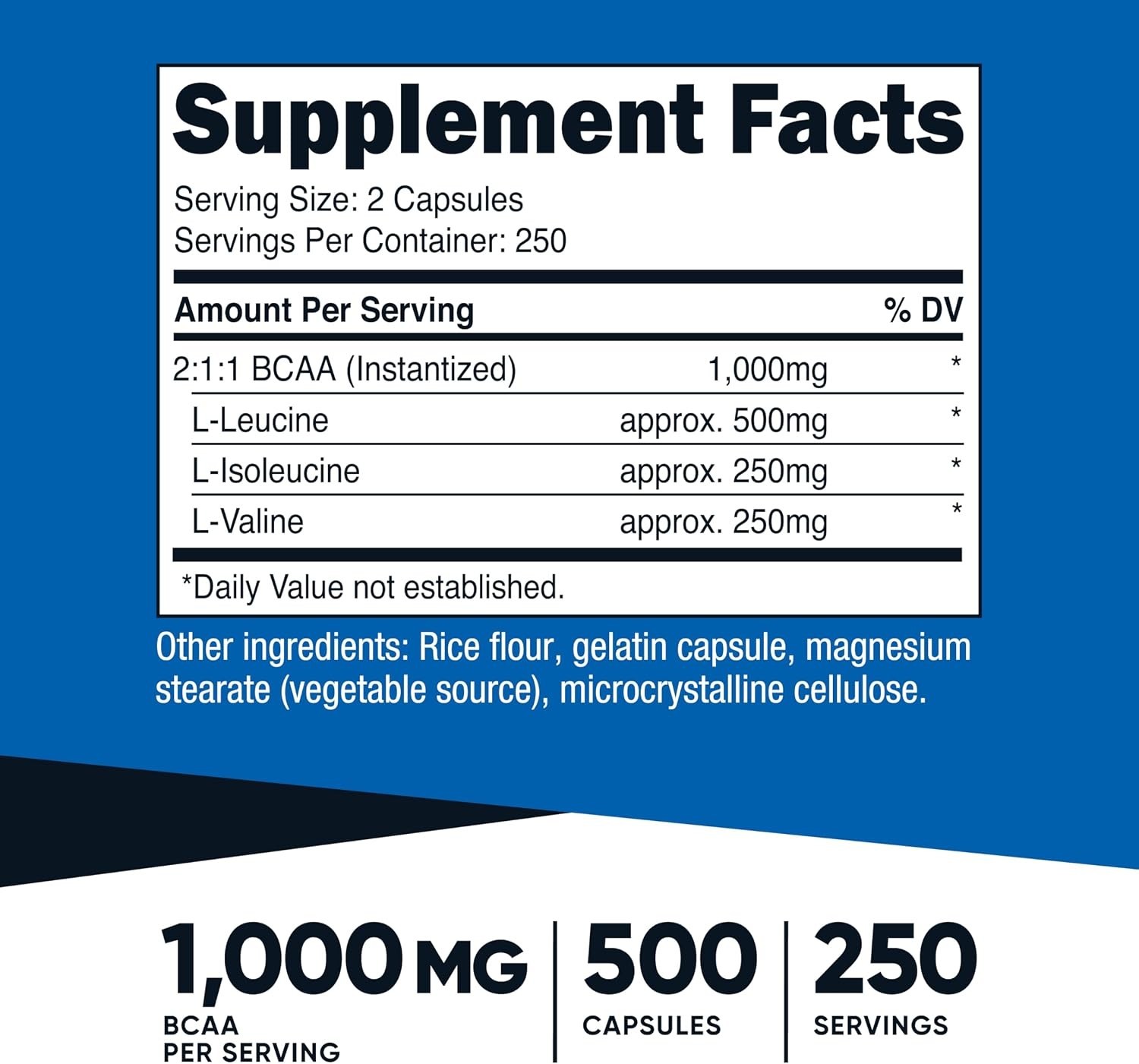 Nutricost BCAA 1000mg, 500 capsules
