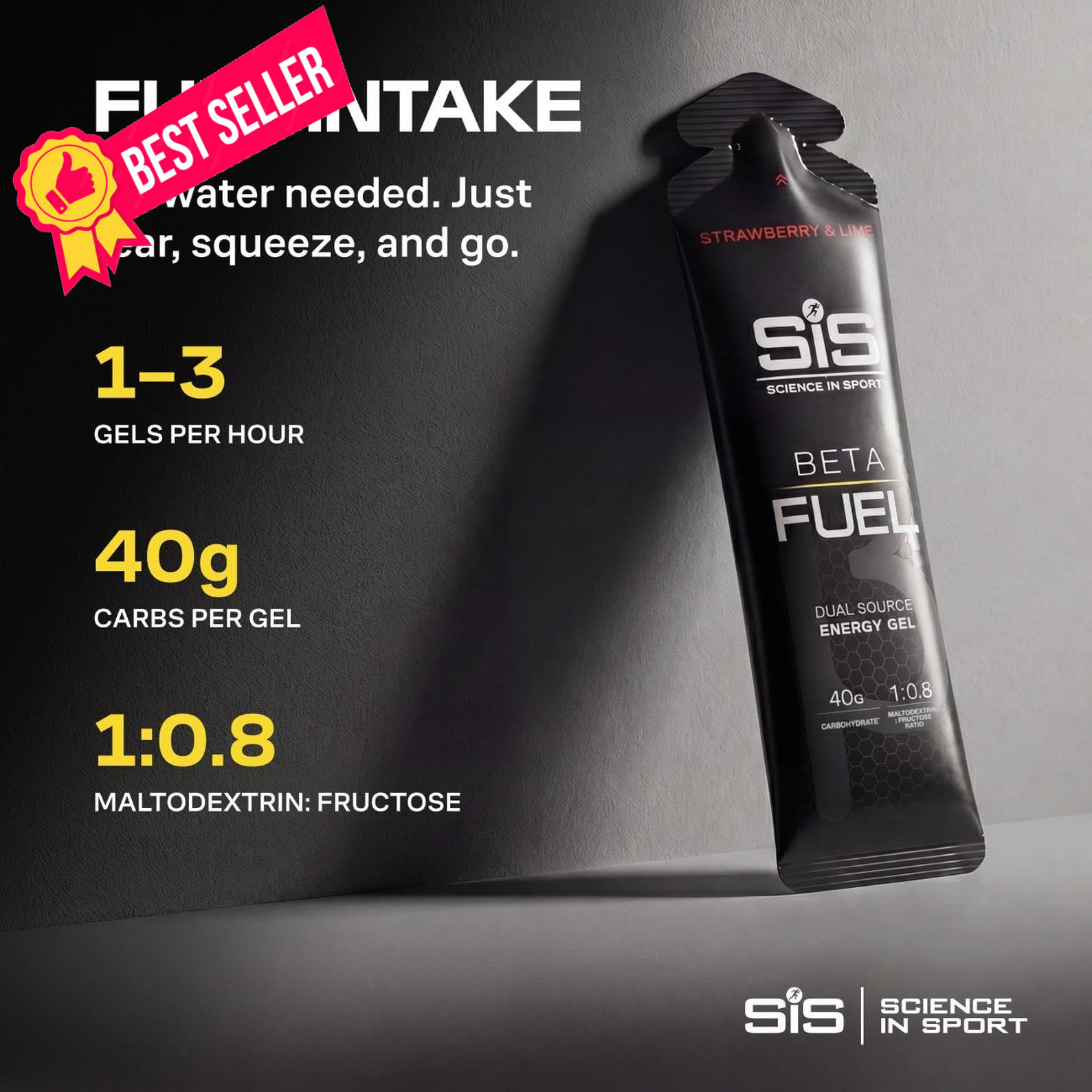 Science in Sport BETA Fuel Gel – 2.03 Fl Oz (Pack of 30), Strawberry/Lime