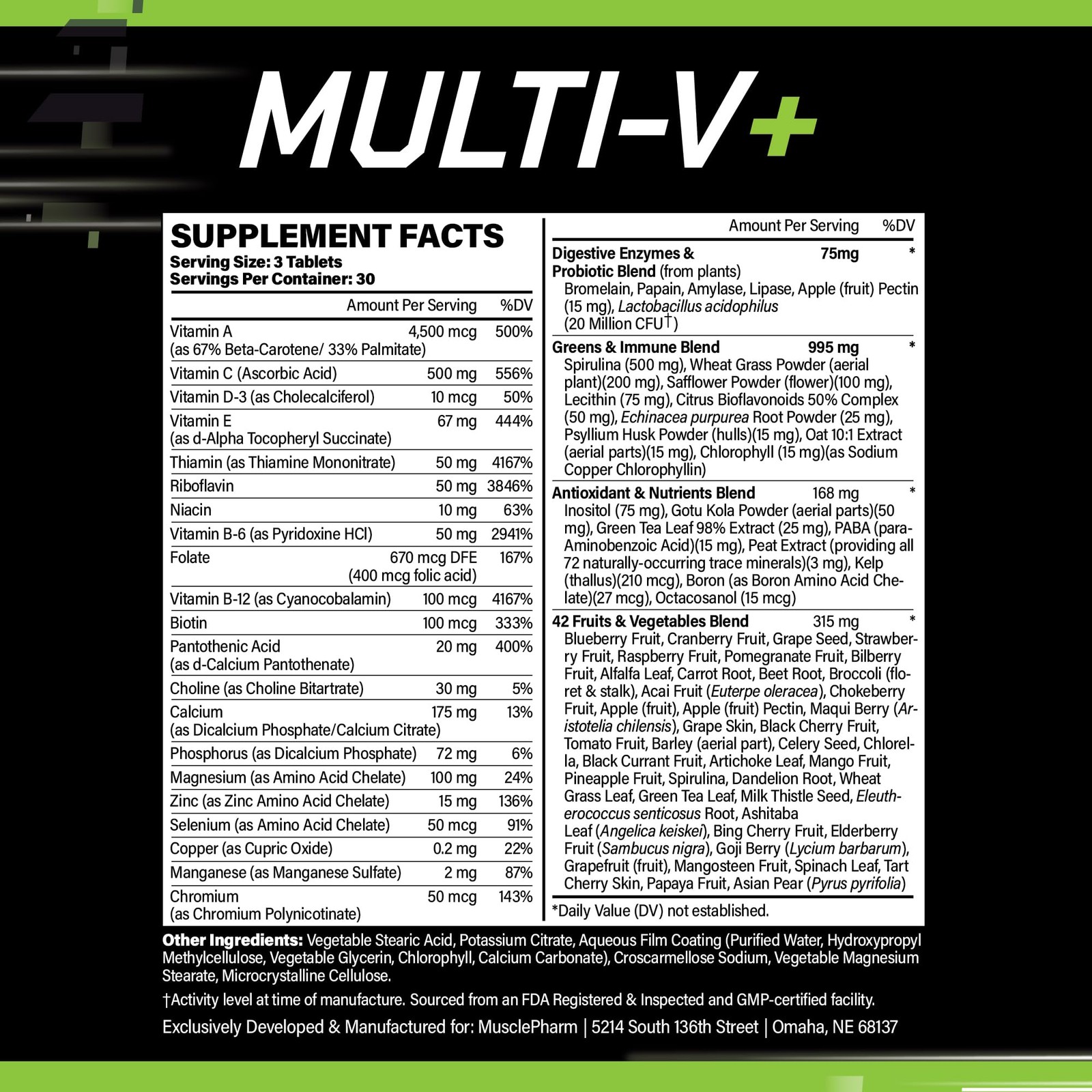 Muscle Pharm Essentials Multi-V+, The Athlete’s 90 Count (Pack of 1)