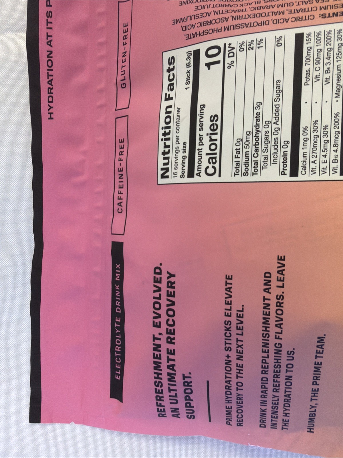2 Pack PRIME Hydration Strawberry Banana Powder Sticks 16 Ct Each Sugar Free