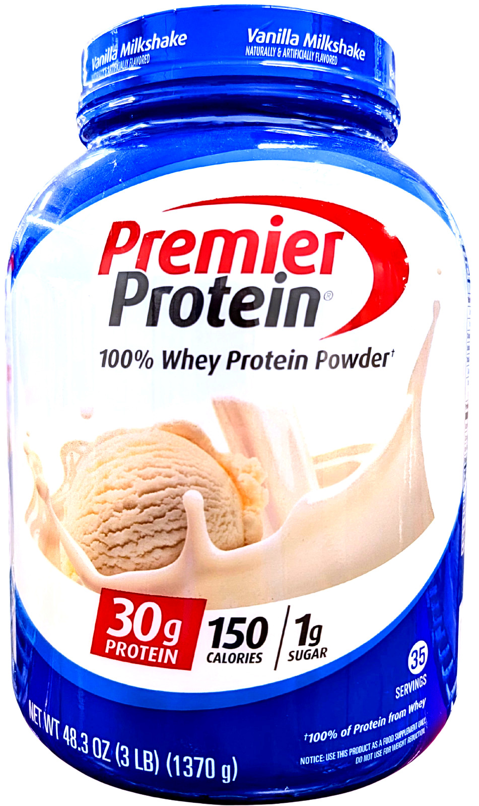Premier Protein 30g High Protein Powder Vanilla Milkshake 3 lbs. EXP 12/2027