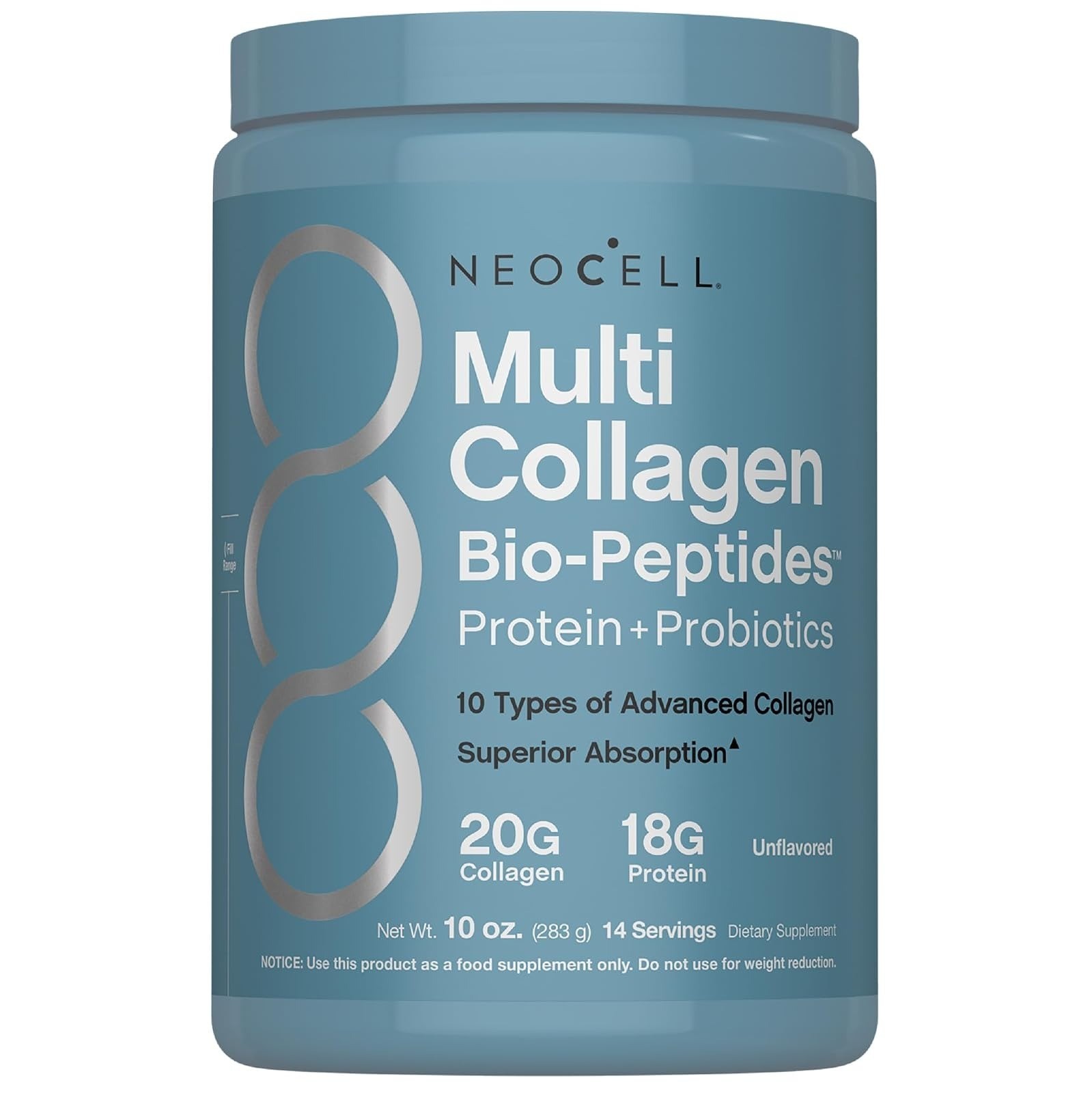 NeoCell Multi Collagen Bio-Peptides Powder 22oz with Hyaluronic Acid