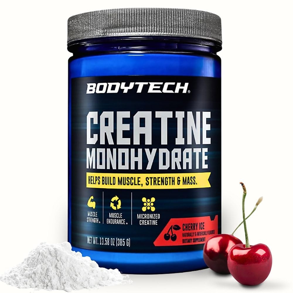 100% Pure Creatine Monohydrate Powder – Cherry Ice Flavor, 55 Servings, Muscle G