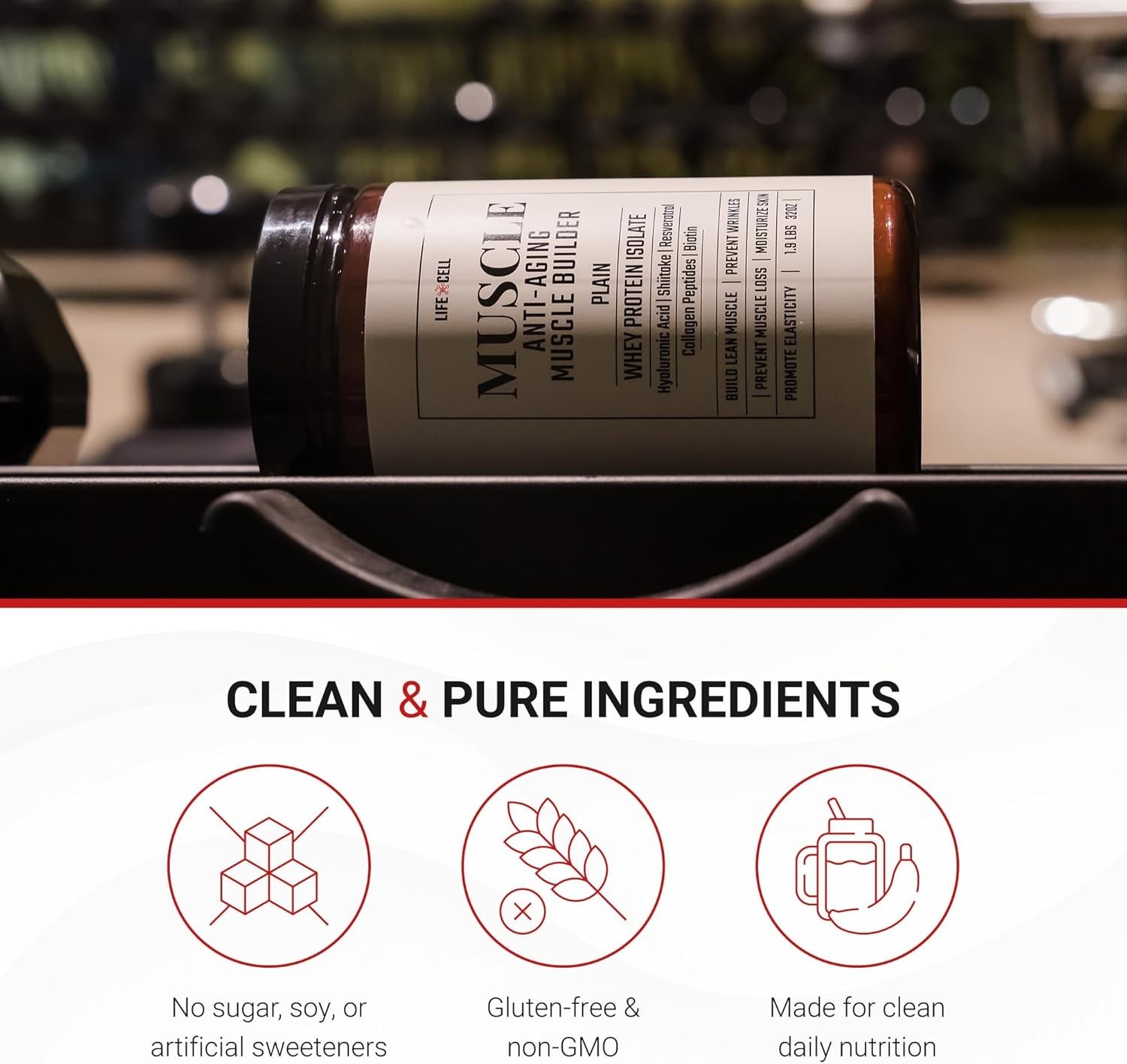 Whey Protein – Anti-Aging Muscle Builder with Shiitake Mushroom, Collagen & Hyal
