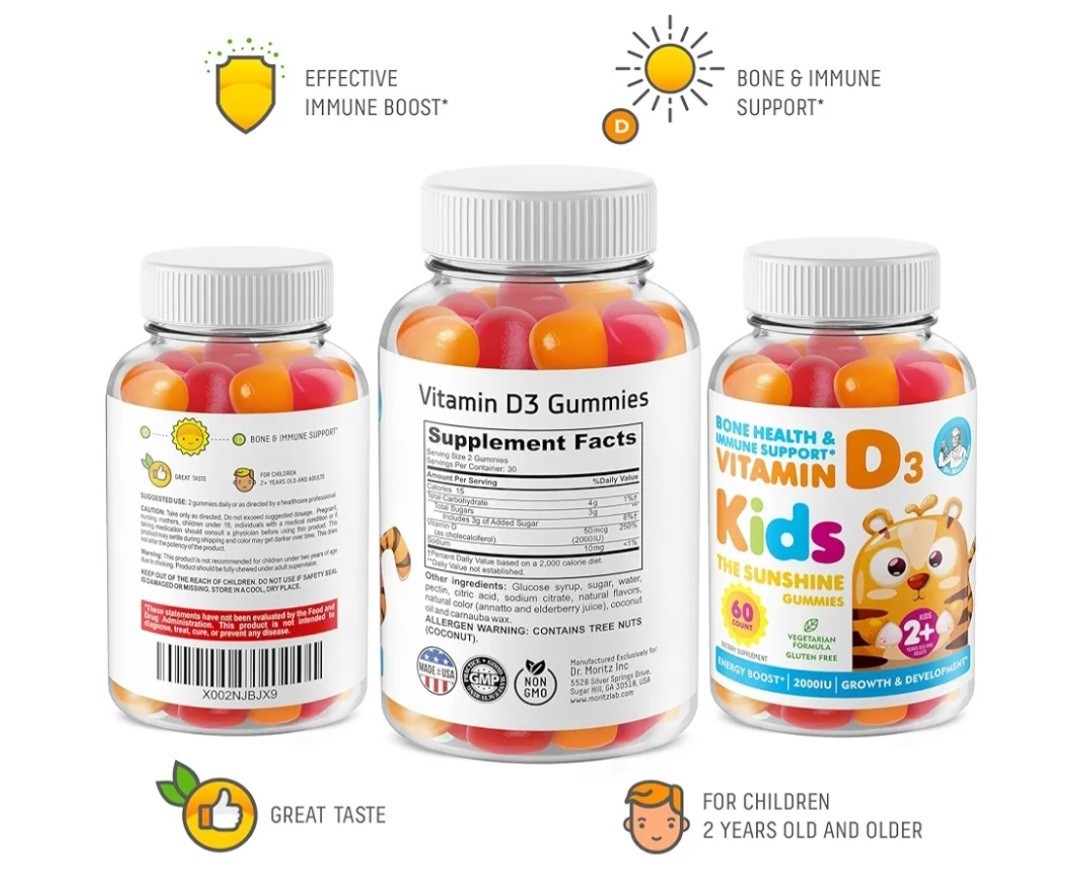 Kids Vitamin D3 Gummies – Bone & Immune Support (60 Gummies)