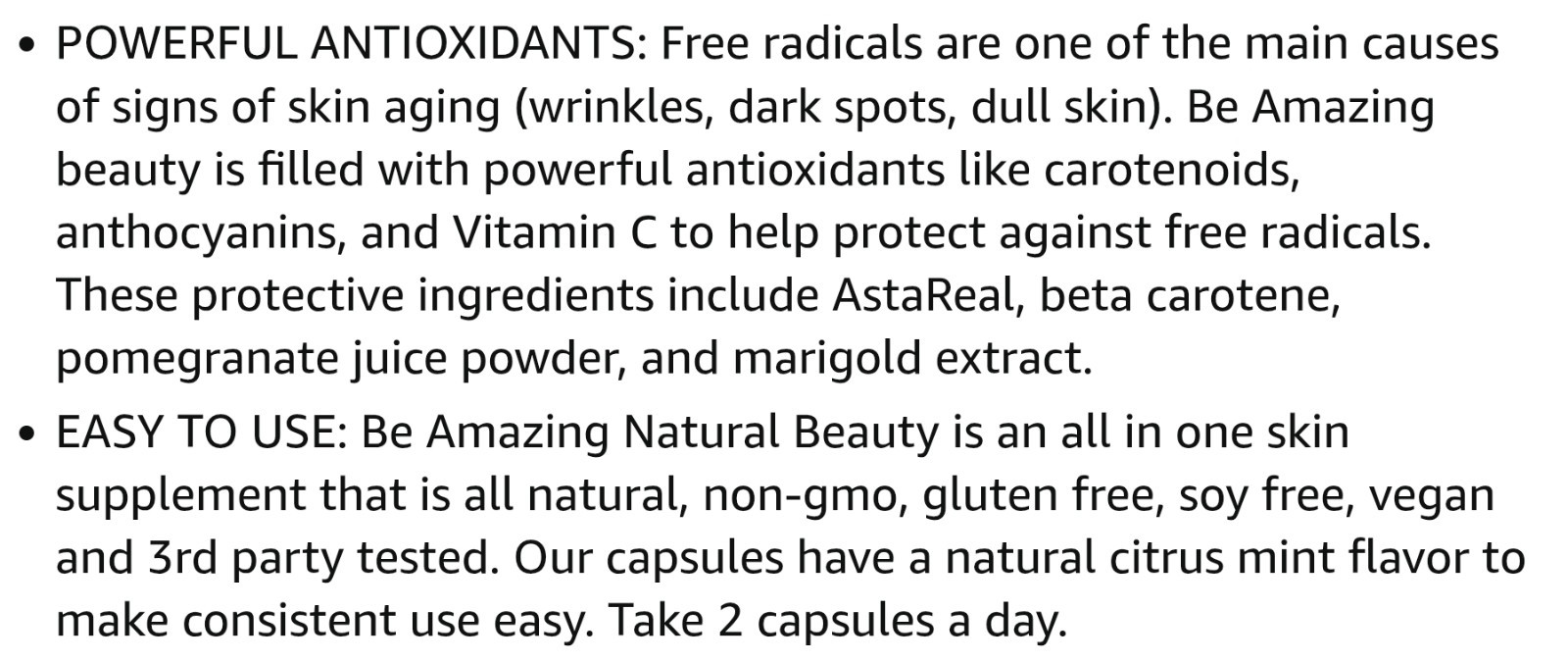 BEAM NATURAL BEAUTY Skin Hair & Nails 60 Capsules ( 30 Servings) BEST BY 02/26
