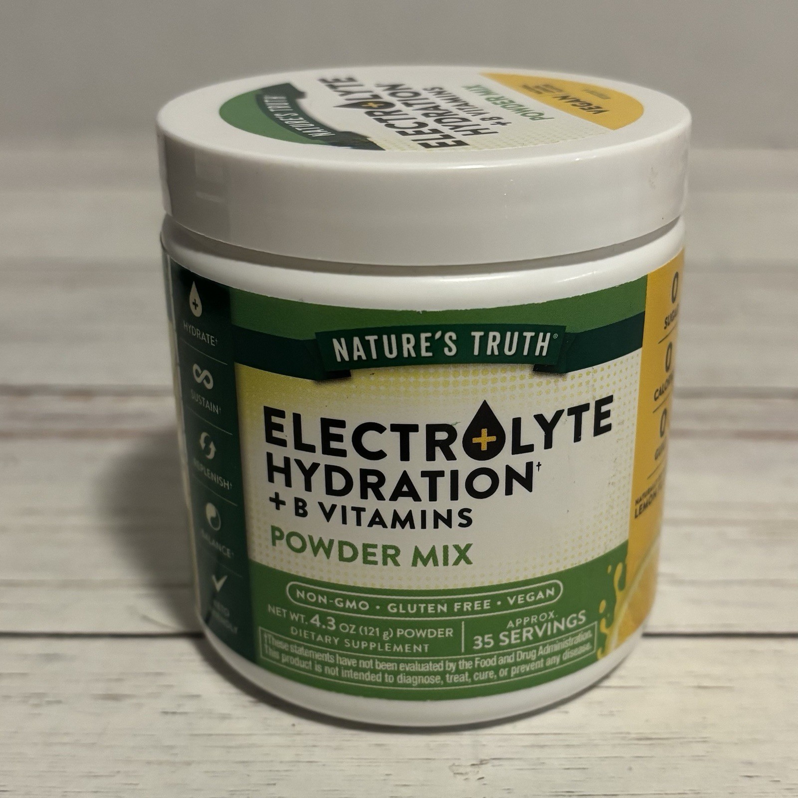 Nature’s Truth Electrolyte Hydration + B Vitamins Powder 4.3 oz Lemon exp08/2026