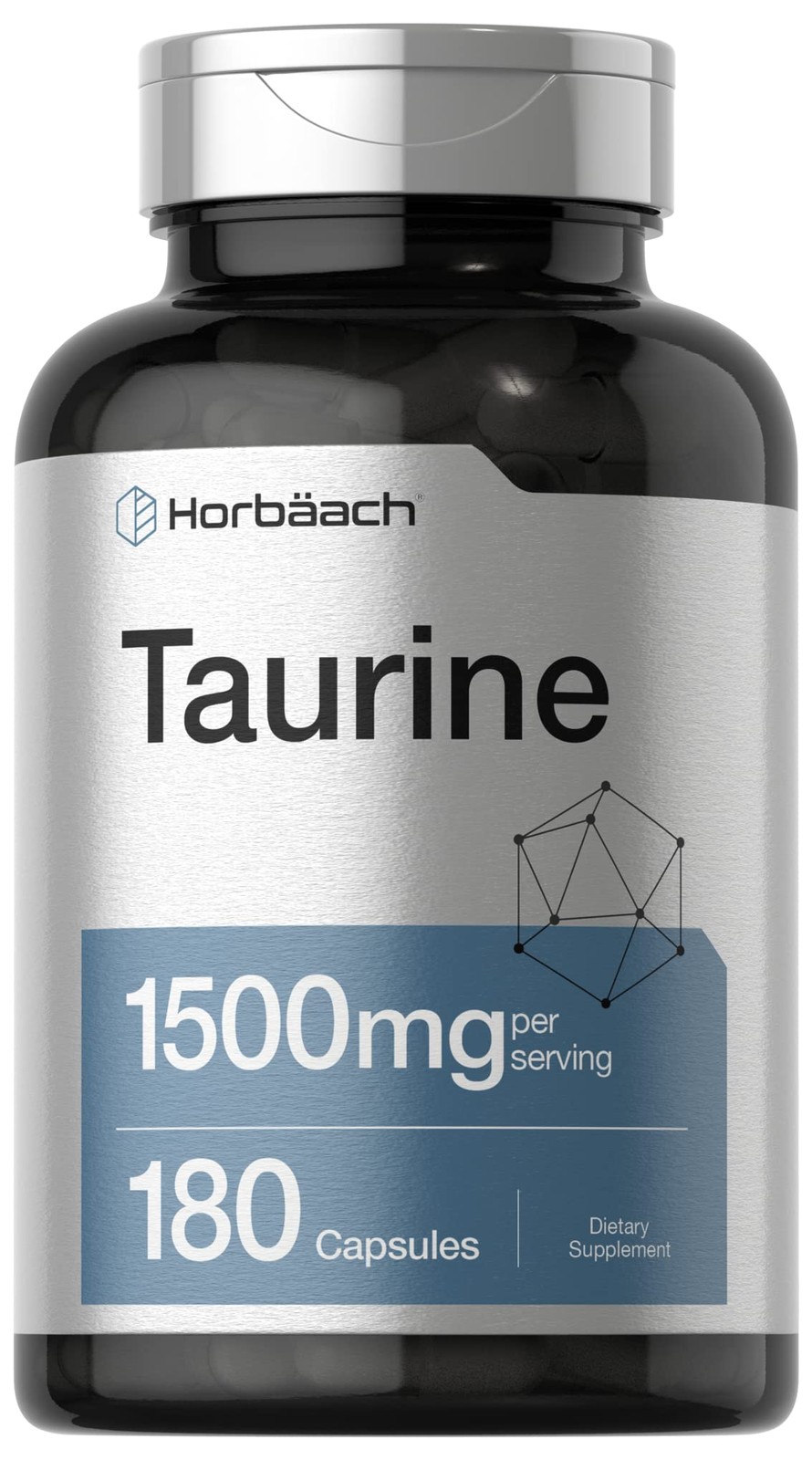 Horbäach Taurine 1500mg | 180 Capsules | Amino Acid 180 Count (Pack of 1)
