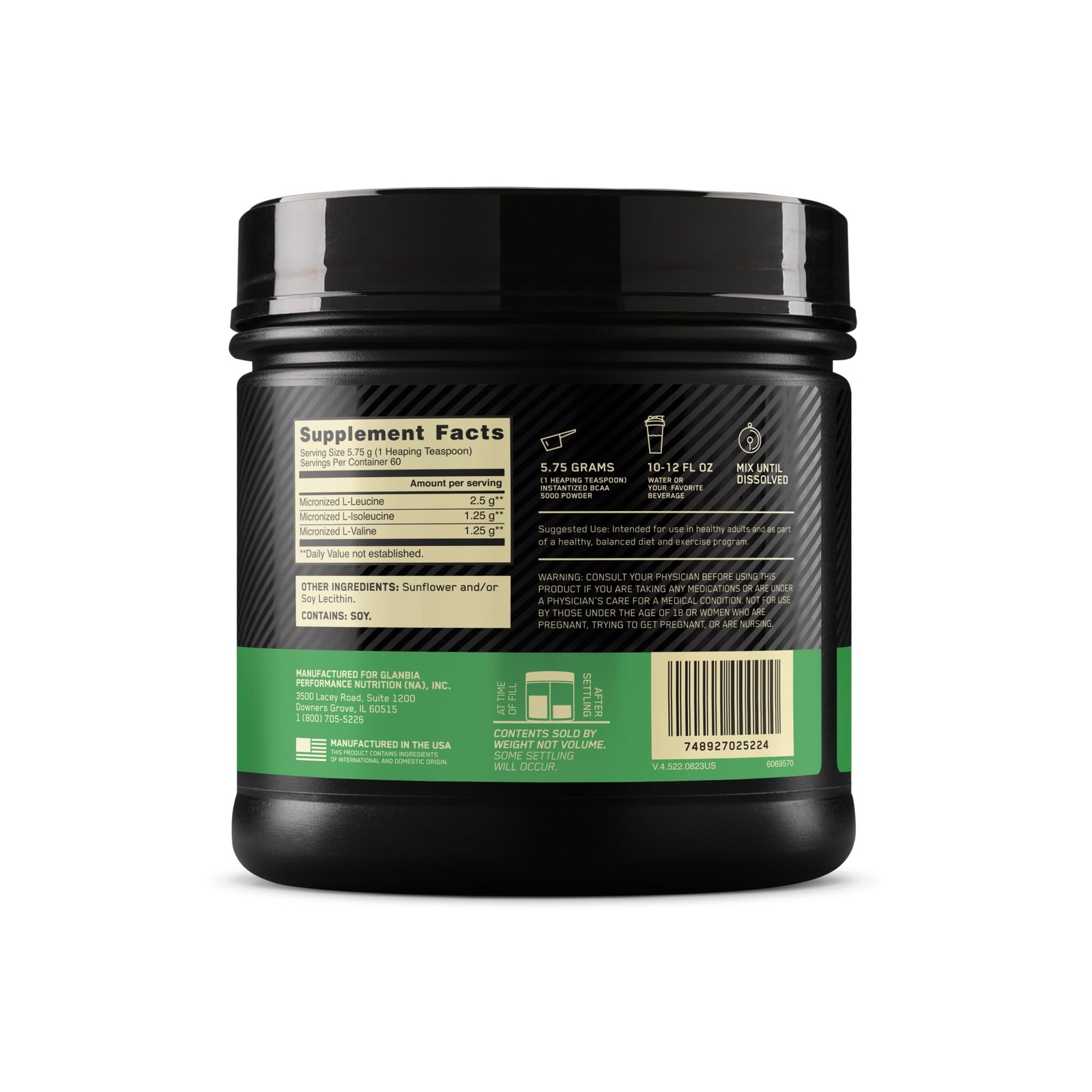 Optimum Nutrition Instantized BCAA Powder, Unflavored, Keto Friendly Branched…
