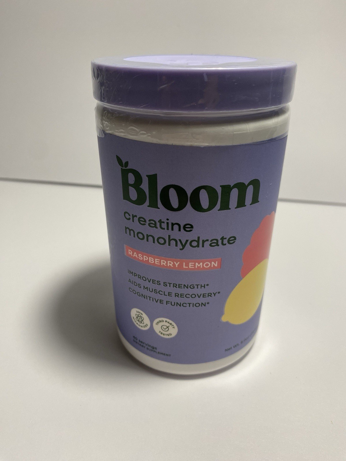 Bloom Nutrition Creatine Monohydrate Powder, Raspberry Lemon Flavor, 40 Servings
