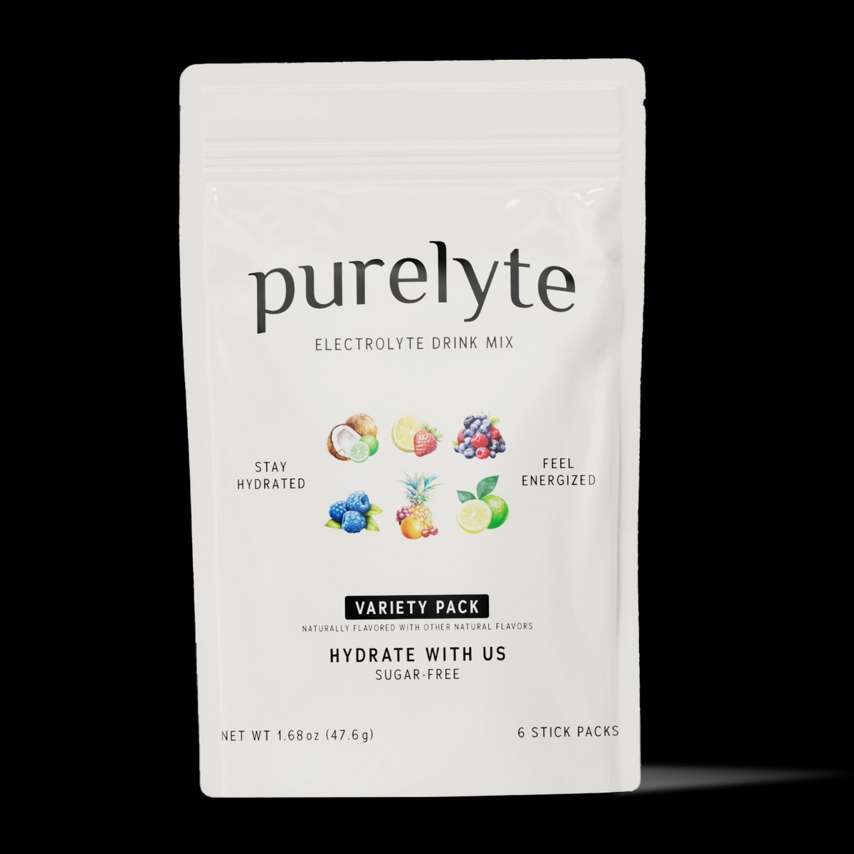 Purelyte Electrolyte Drink Mix Powder Variety Pack Sugar-Free 6 Sticks NEW