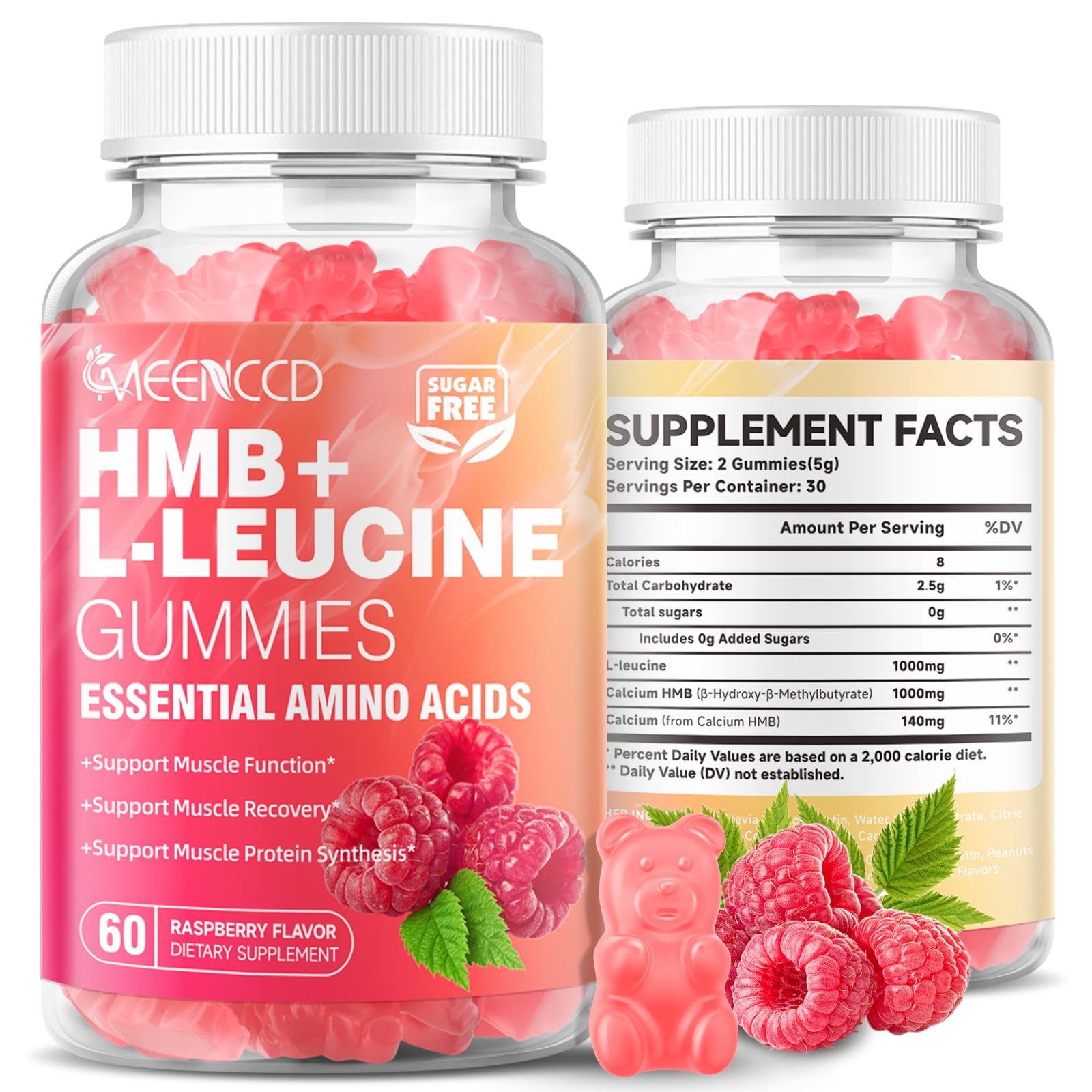 MEENCCD 2 Pack HMB and LLeucine Gummies, HMB and Leucine Amino Acid for Muscl…